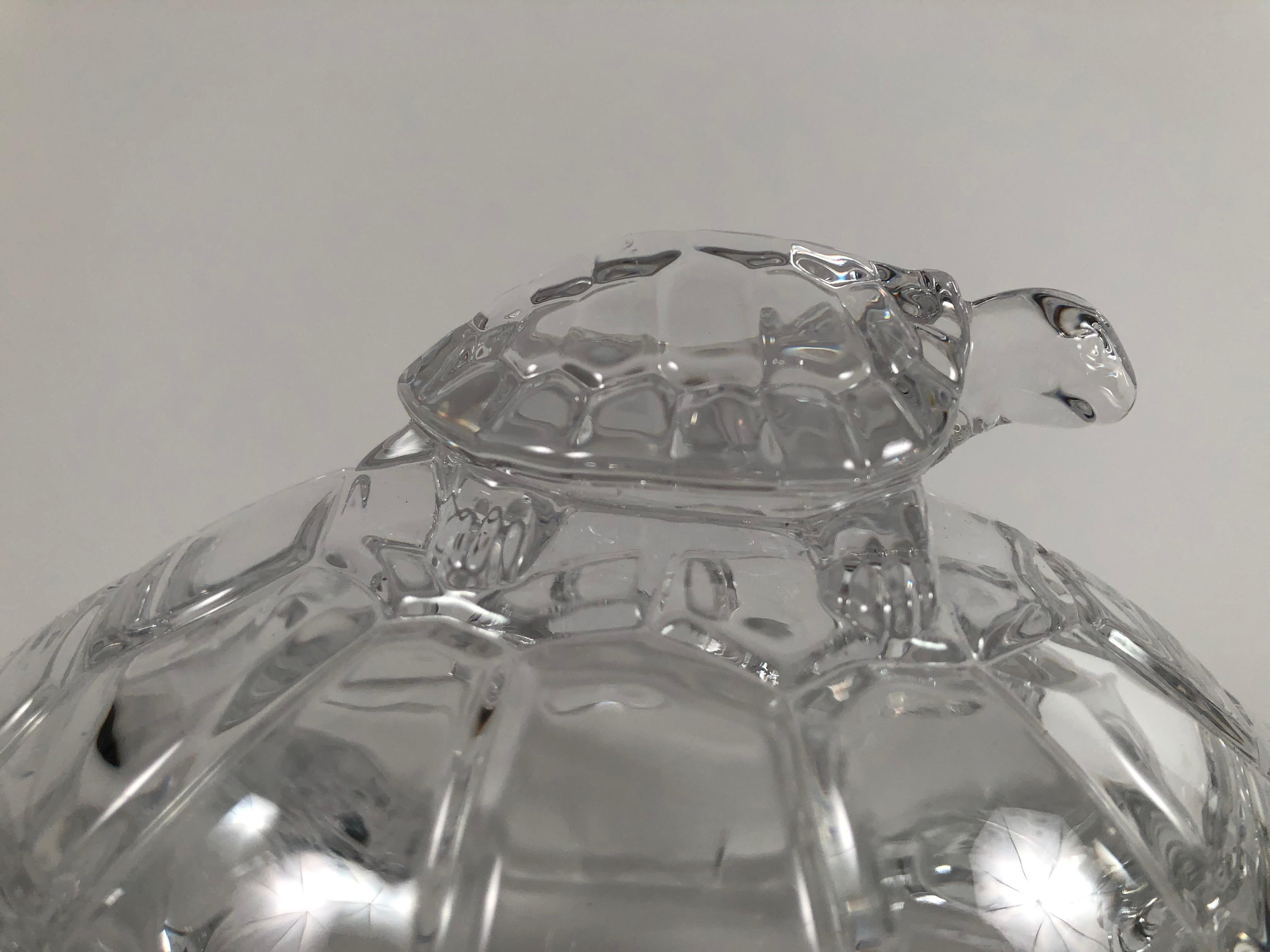 Glass Turtle Form Covered Candy or Nut Dish In Good Condition In Essex, MA