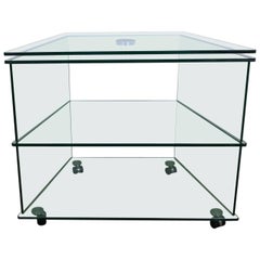 Glass TV Stand on Wheels, Germany, 1970s