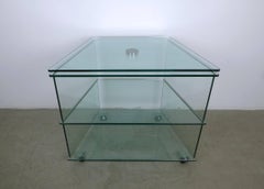 Glass TV Stand on Wheels, Germany, 1970s