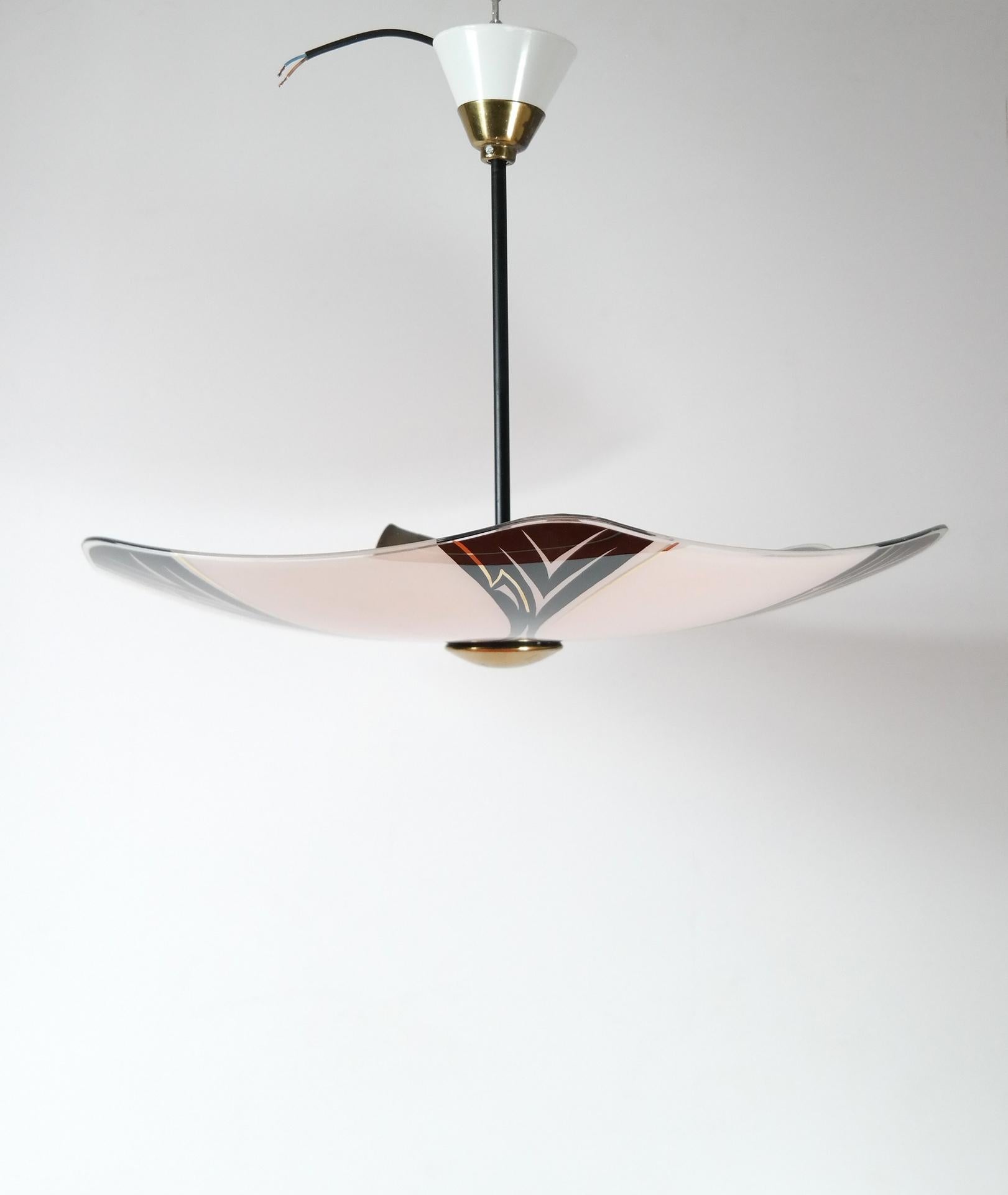 Mid-Century Modern Mid-Century Glass Umbrella Pendant Light / Chandelier, 1960s For Sale