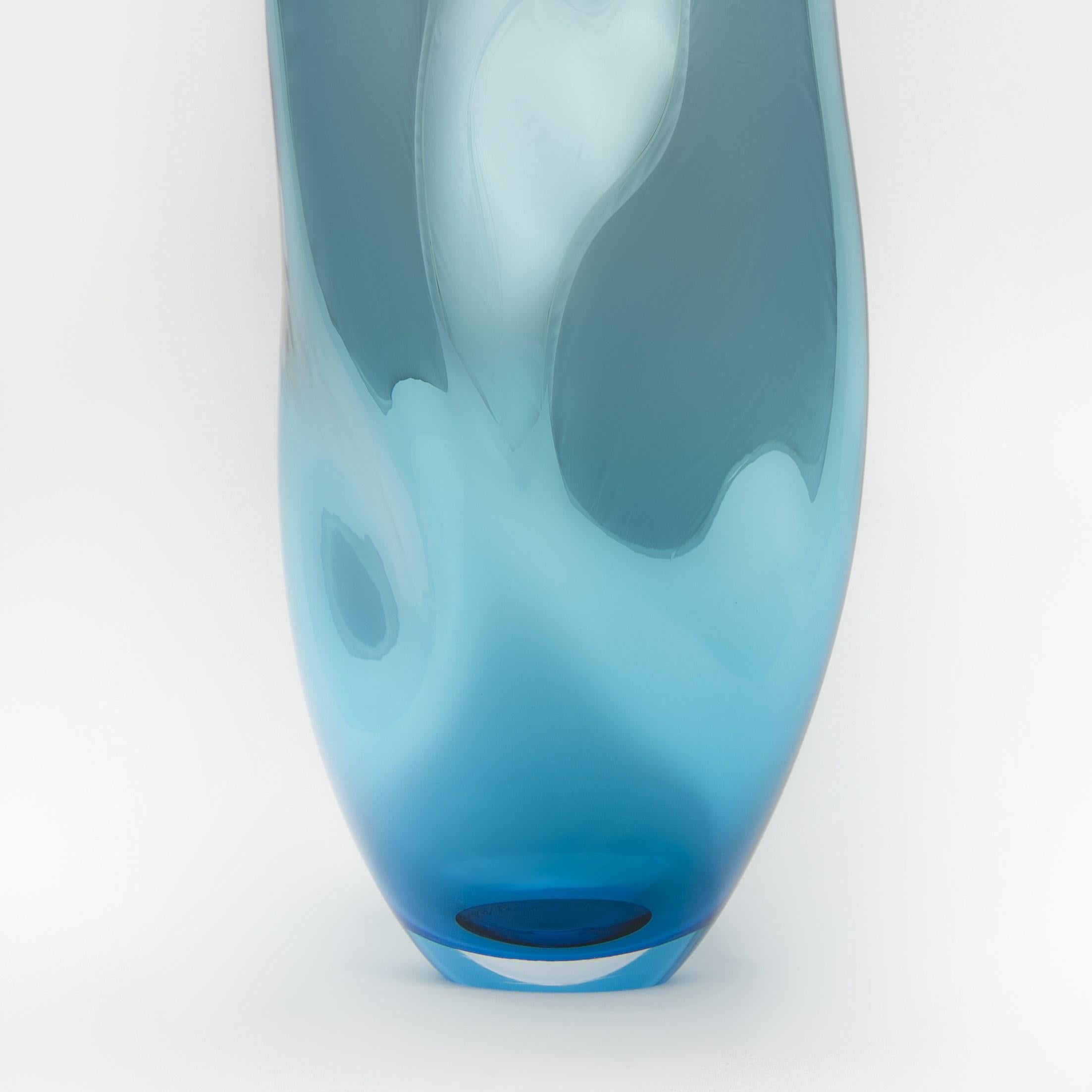 British Glass v Metal in Turquoise, an Aqua Reflective Glass Sculpture by Liam Reeves