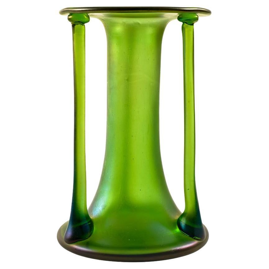Glass Vase Austrian Jugendstil Josef Hoffmann Loetz Green 1900