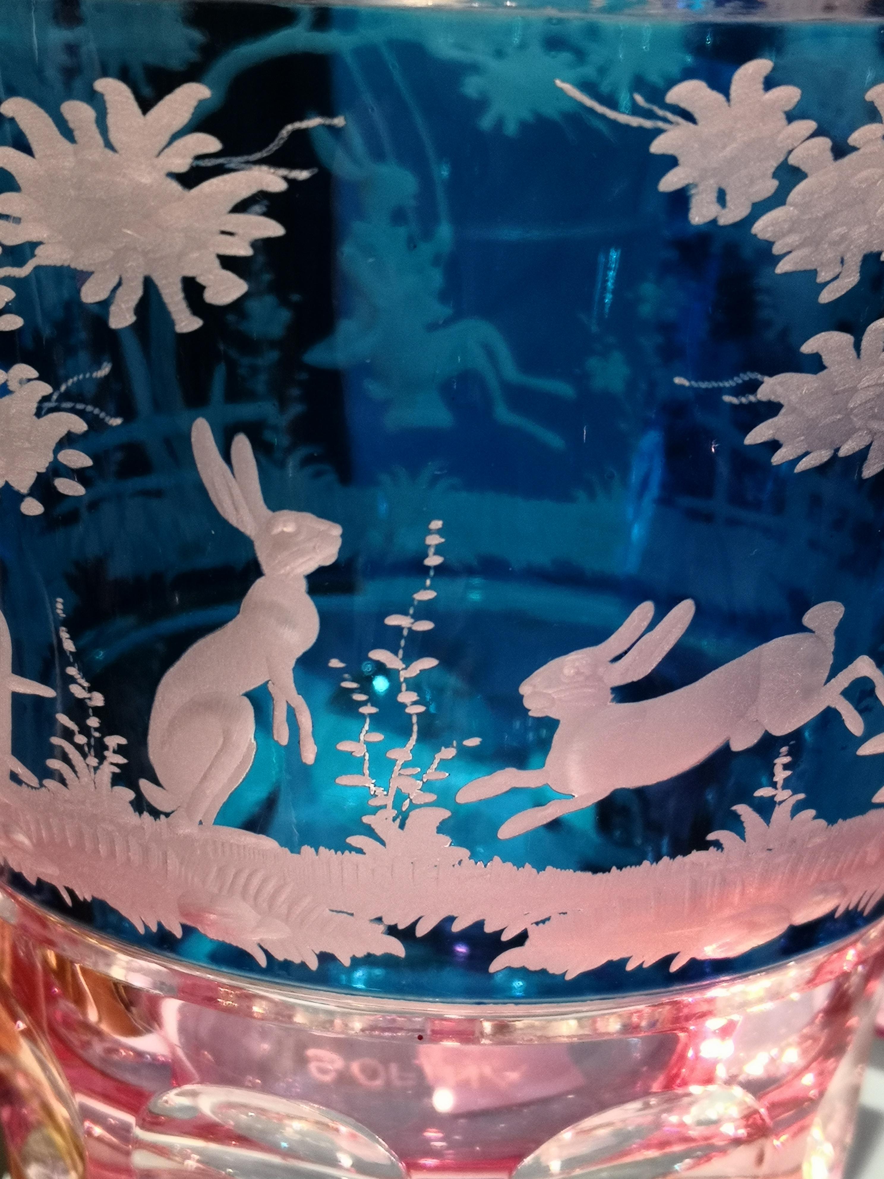 Country Vase en verre bleu en cristal avec décor de Pâques Sofina Boutique Kitzbühel en vente