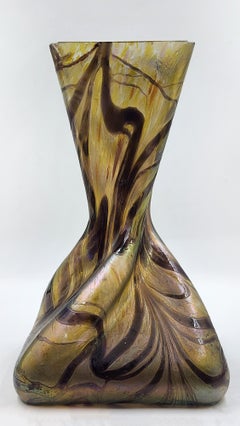 Glass vase, Bohemian Art Nouveau, by designer Loezt