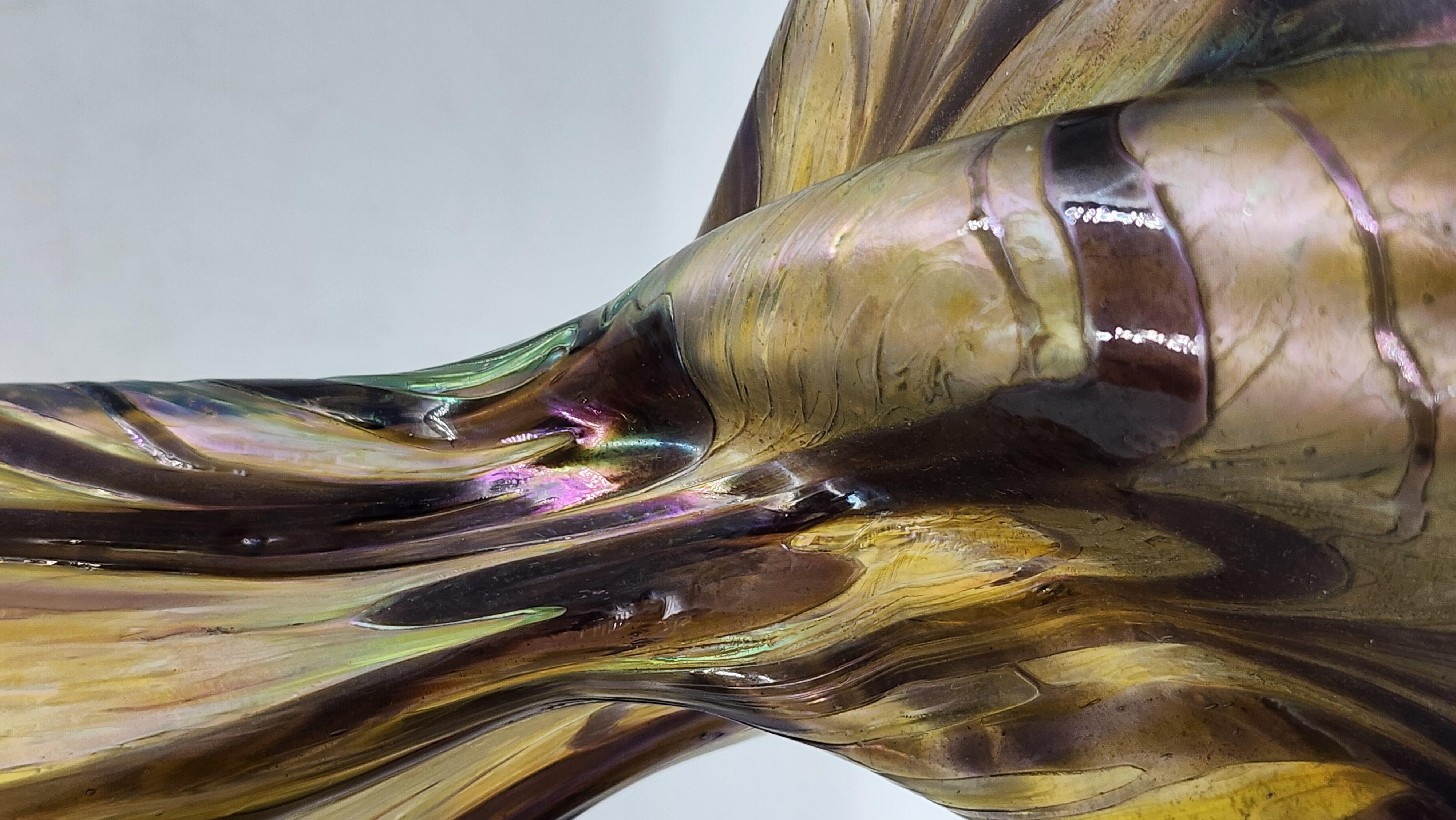 Glass vase, Bohemian Art Nouveau, by designer Loezt (Handgefertigt) im Angebot