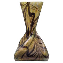 Vintage Glass vase, Bohemian Art Nouveau, by designer Loezt