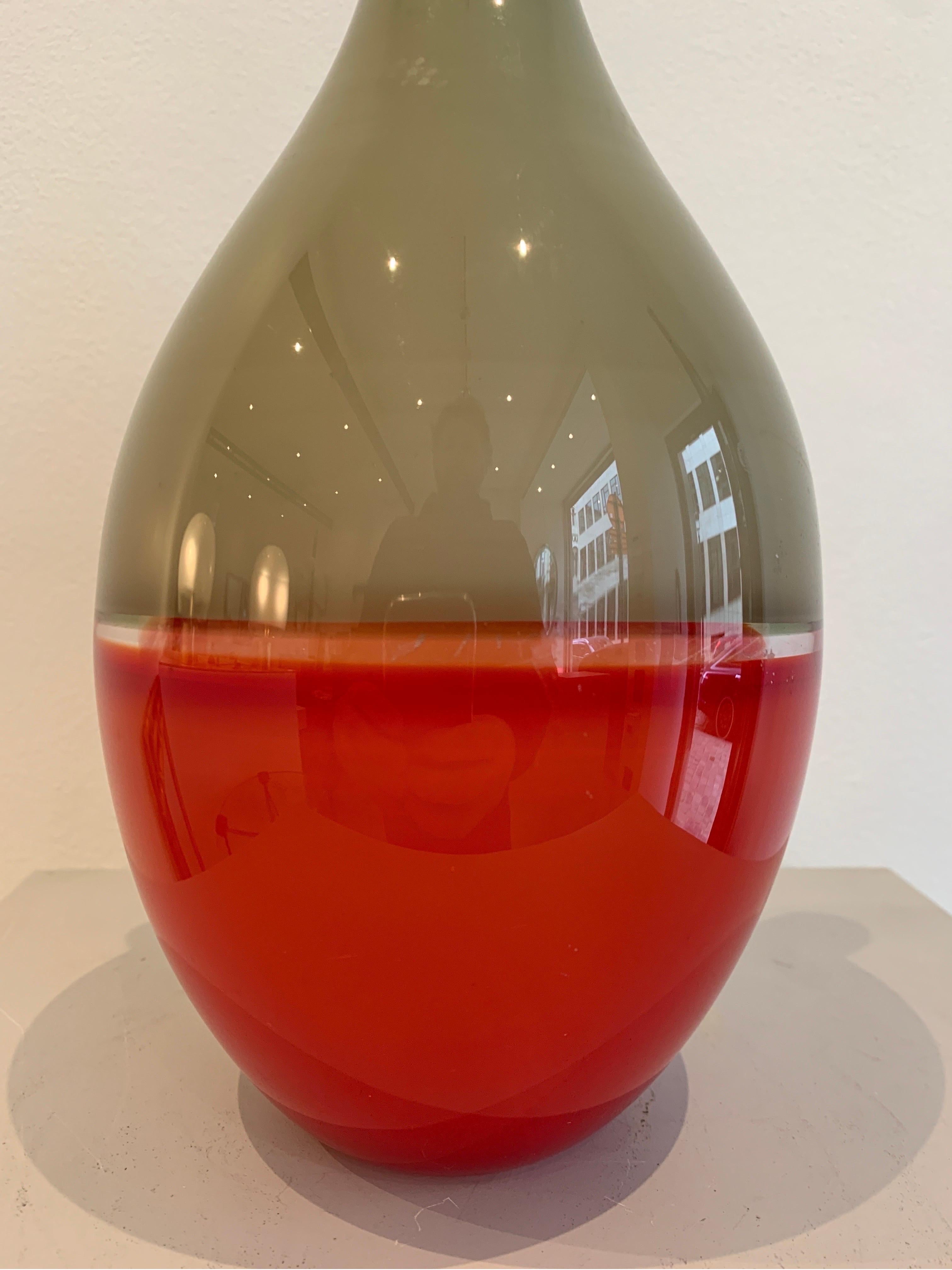 Italian Glass Vase by Alfredo Barbini, 1980s For Sale