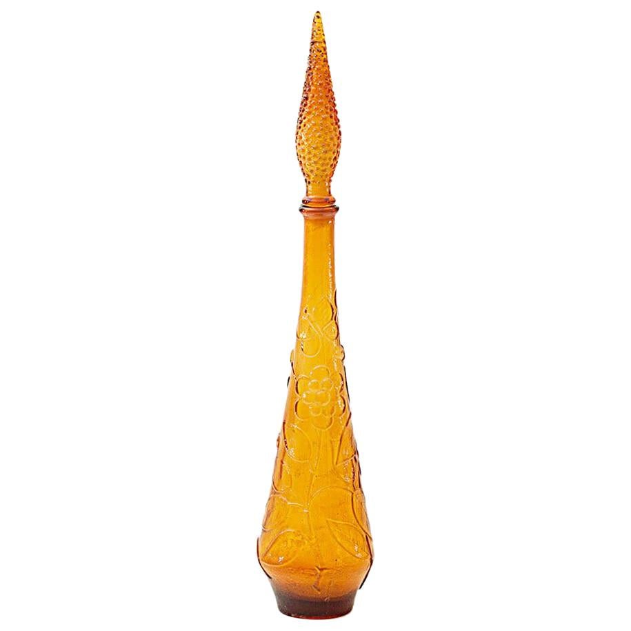 Vase en verre d'Empoli, fabriqué à Murano, Italie, 1960, de couleur orange