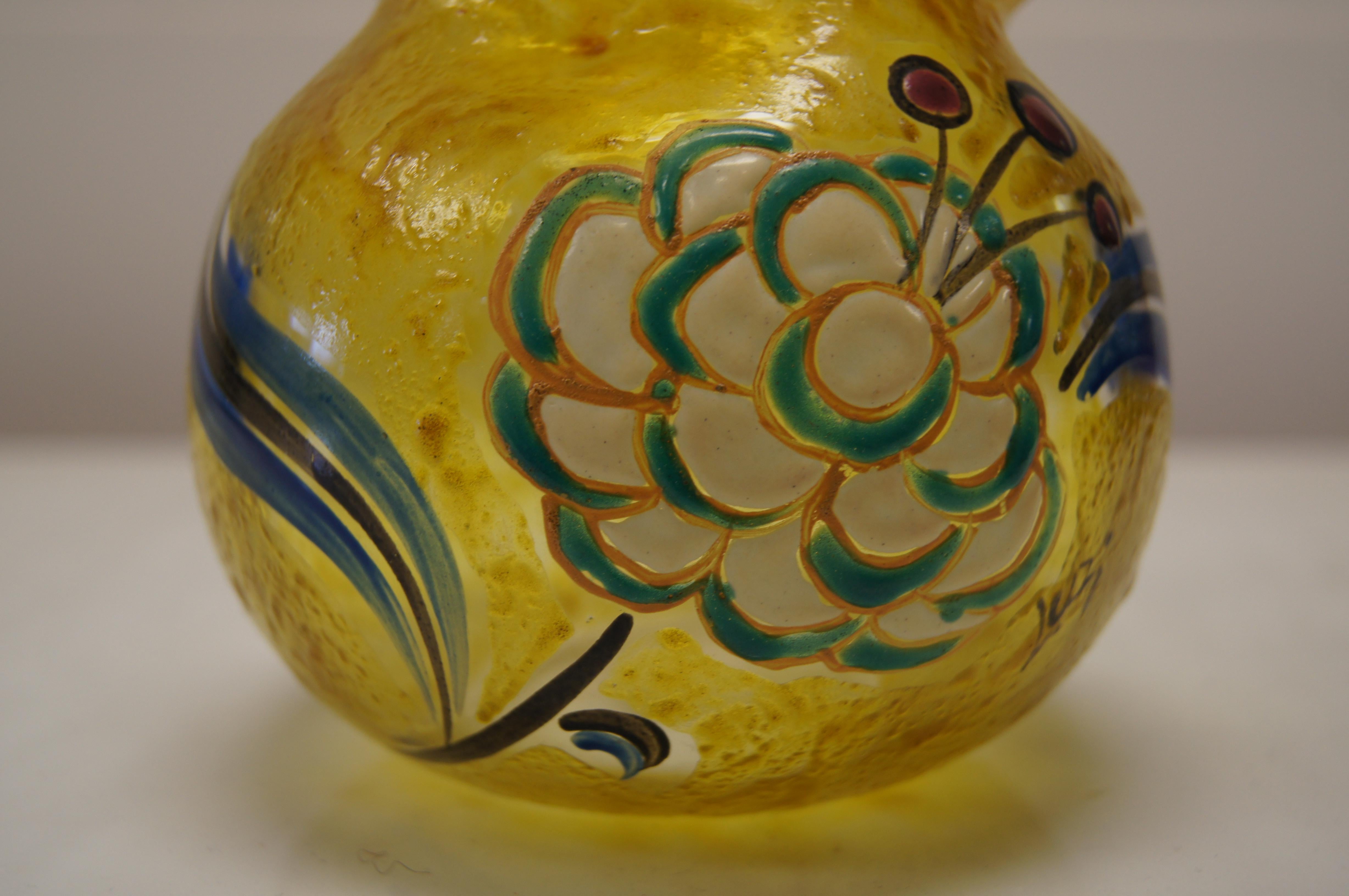 Smaltato Vaso di vetro di François-Théodore Legras in vendita
