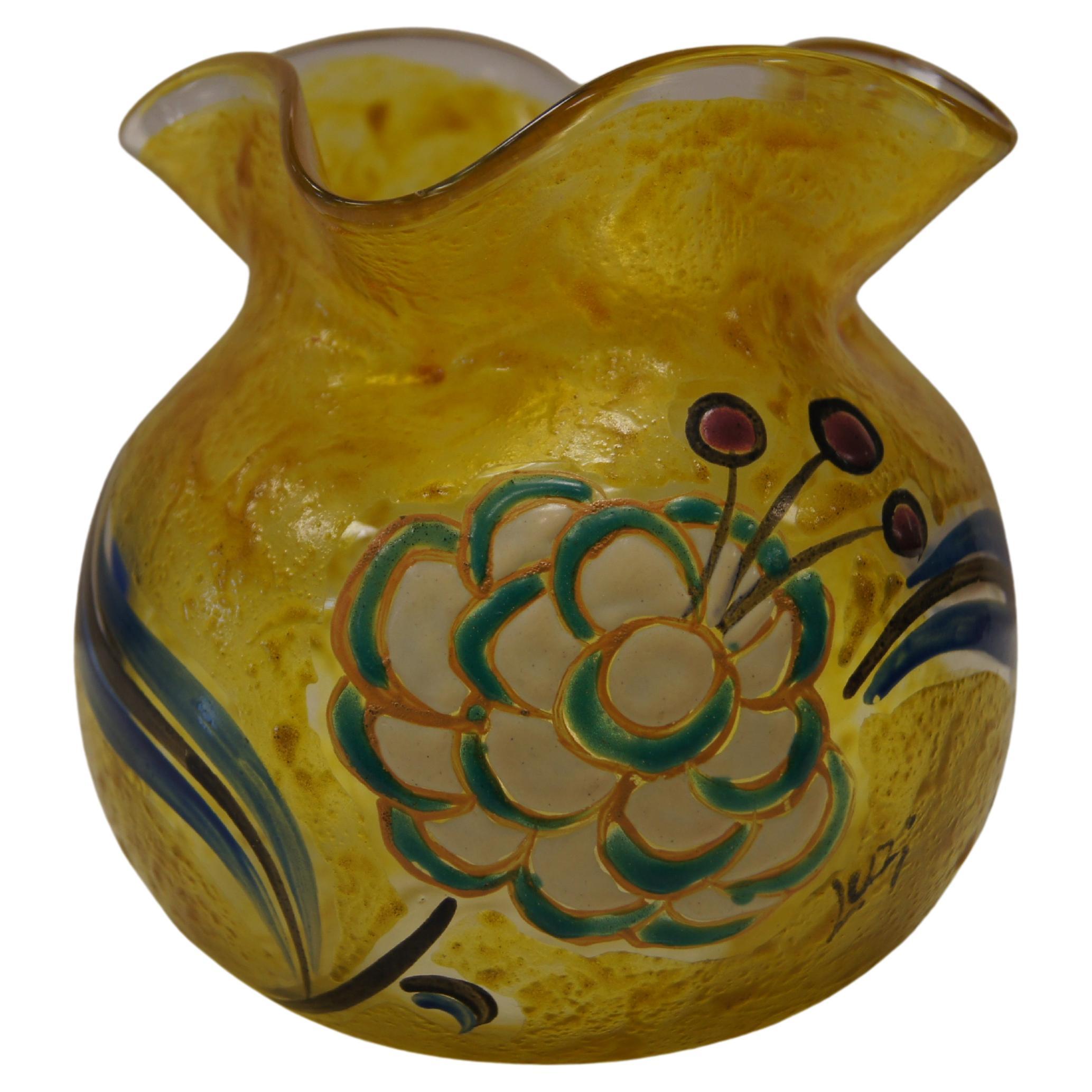 Glass Vase by François-Théodore Legras For Sale