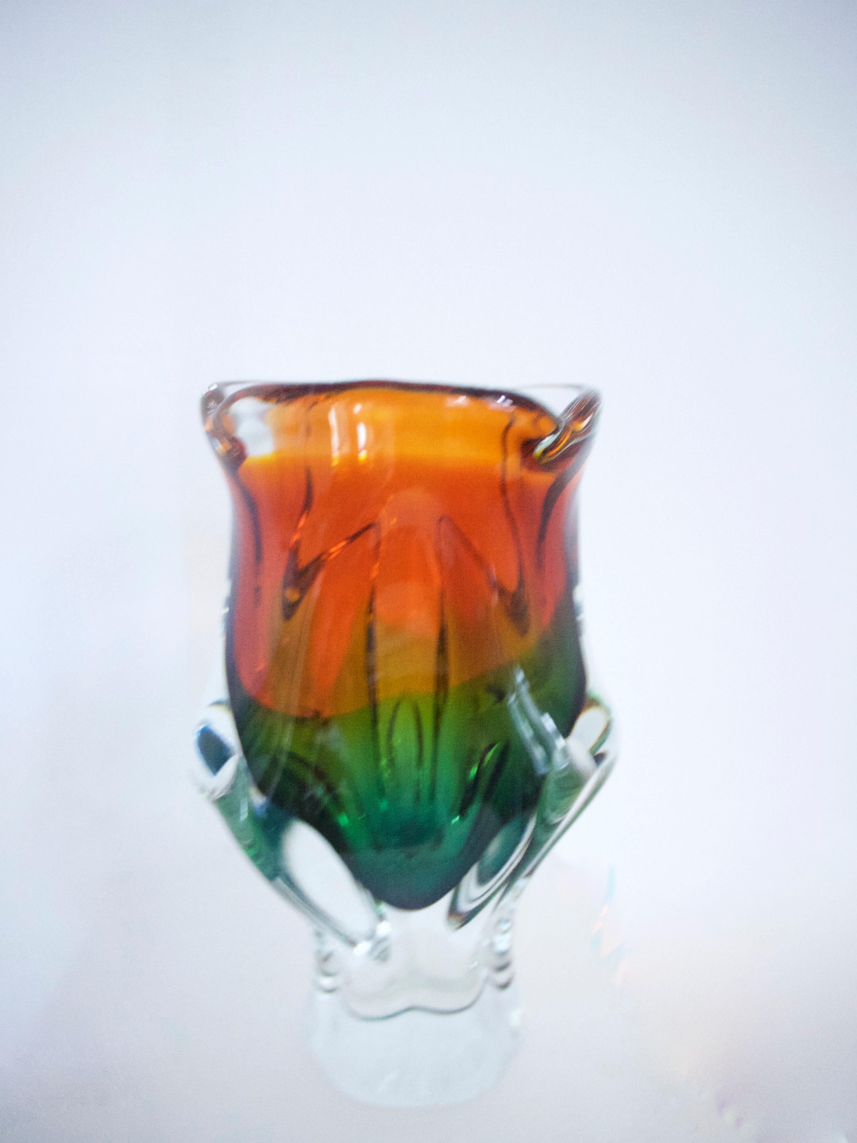 Glass Vase by Josef Hospodka for Chribska 'Czech', Mid to 1960s-1970s In Good Condition For Sale In Halstead, GB