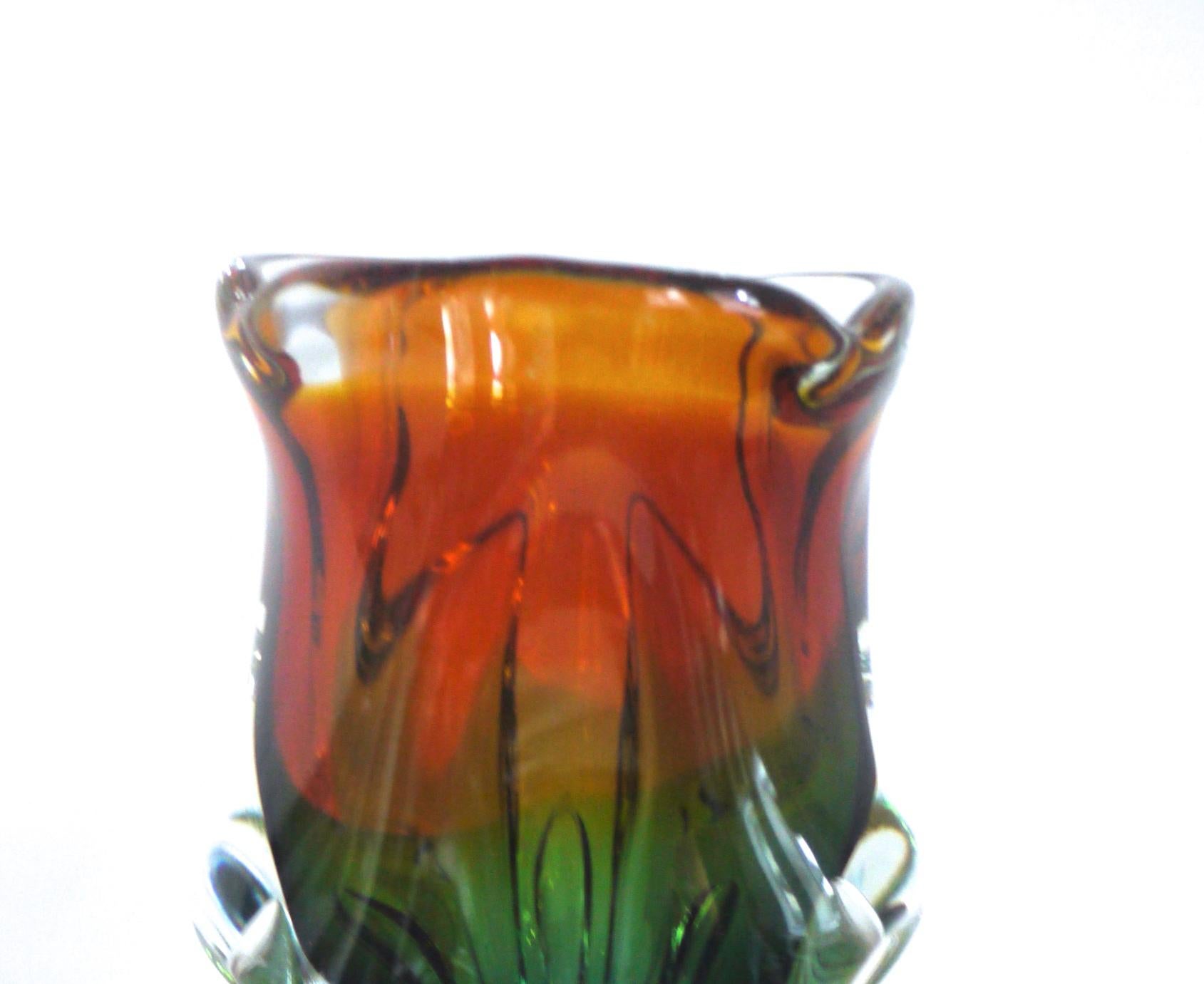 Blown Glass Glass Vase by Josef Hospodka for Chribska 'Czech', Mid to 1960s-1970s For Sale