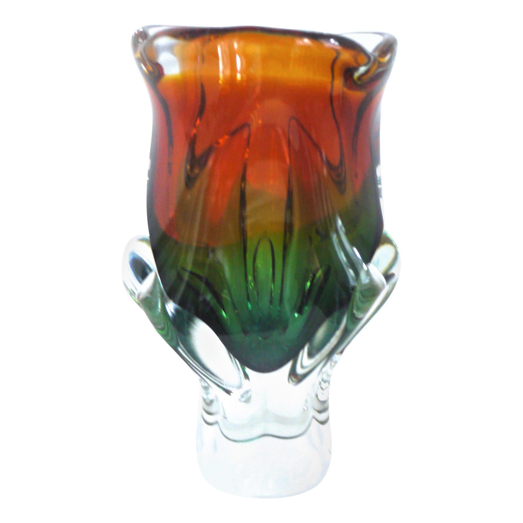 Glass Vase by Josef Hospodka for Chribska 'Czech', Mid to 1960s-1970s For Sale
