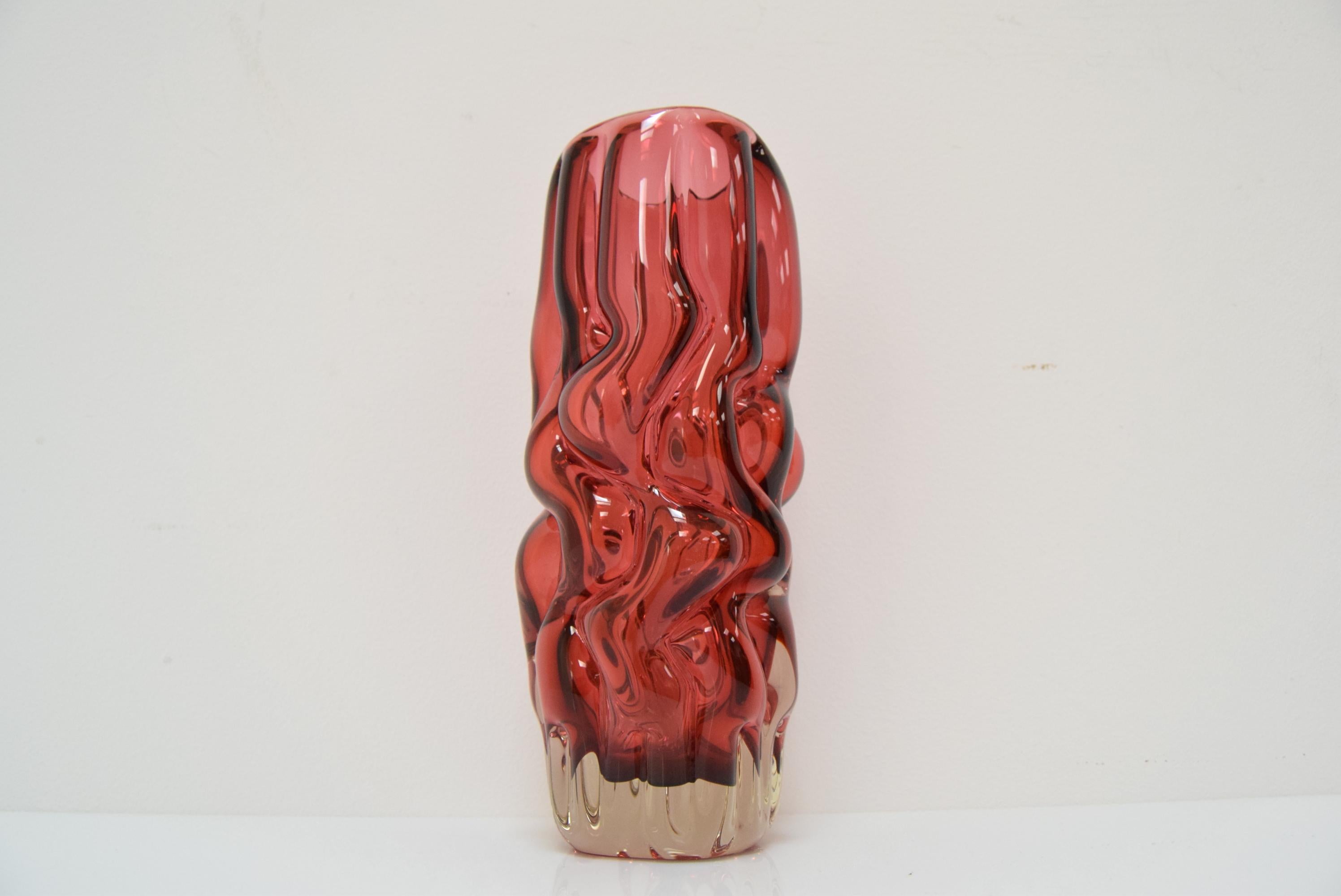 Czech Glass Vase by Pavel Hlava for Crystalex Nový Bor, 1970s For Sale