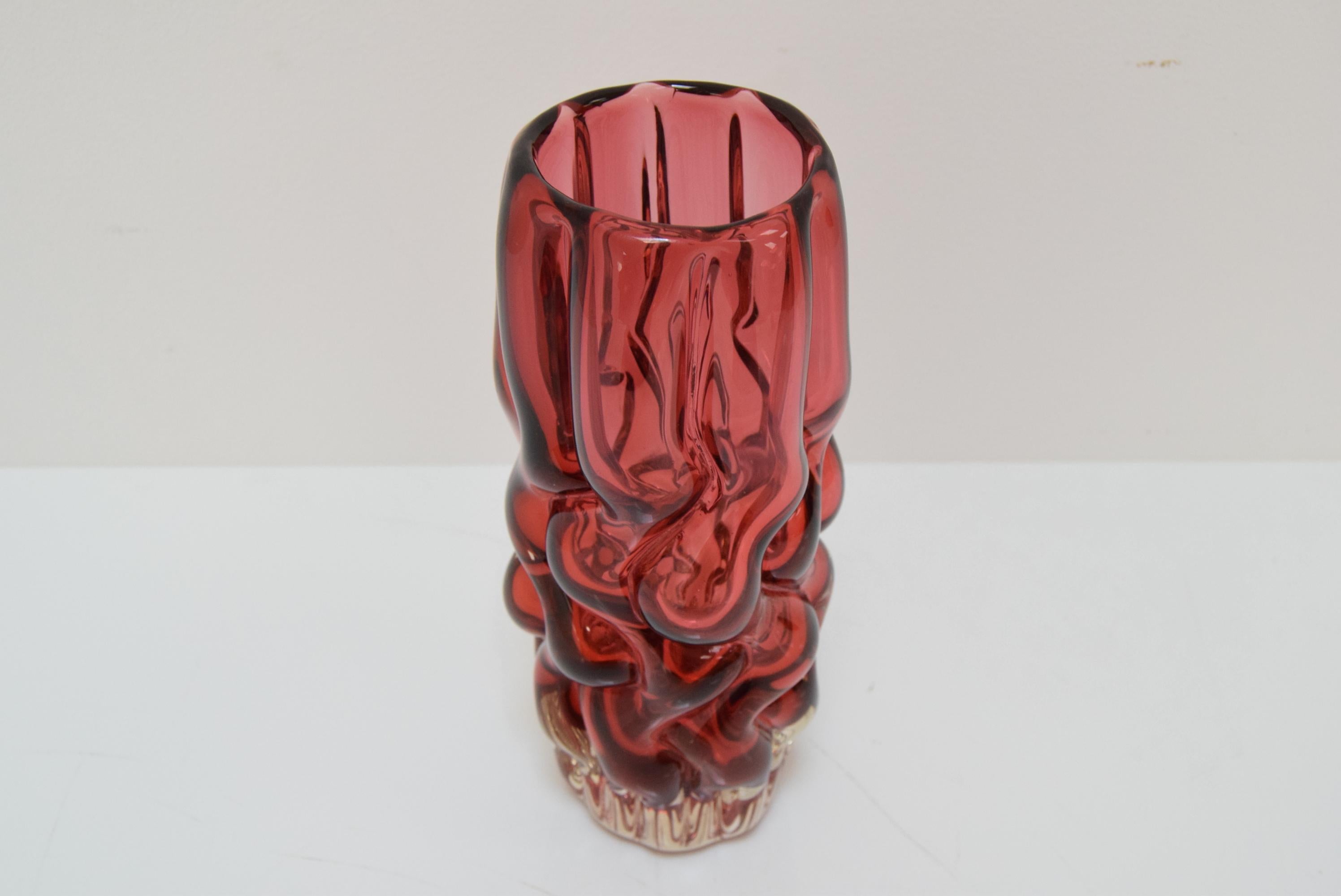 Late 20th Century Glass Vase by Pavel Hlava for Crystalex Nový Bor, 1970s For Sale