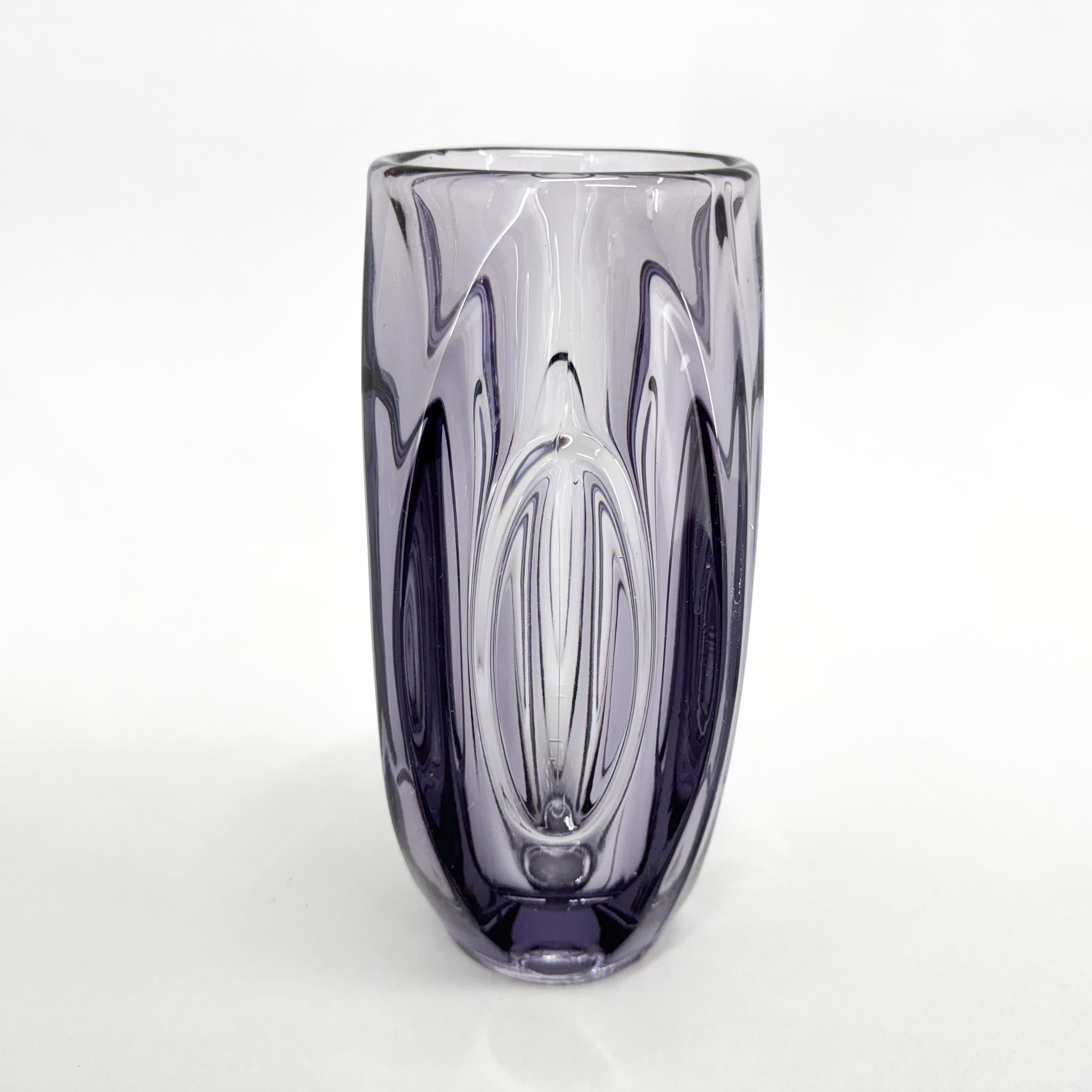Mid-Century Modern Glass Vase by Rudolf Schrotter for Sklo Union, 1950's For Sale