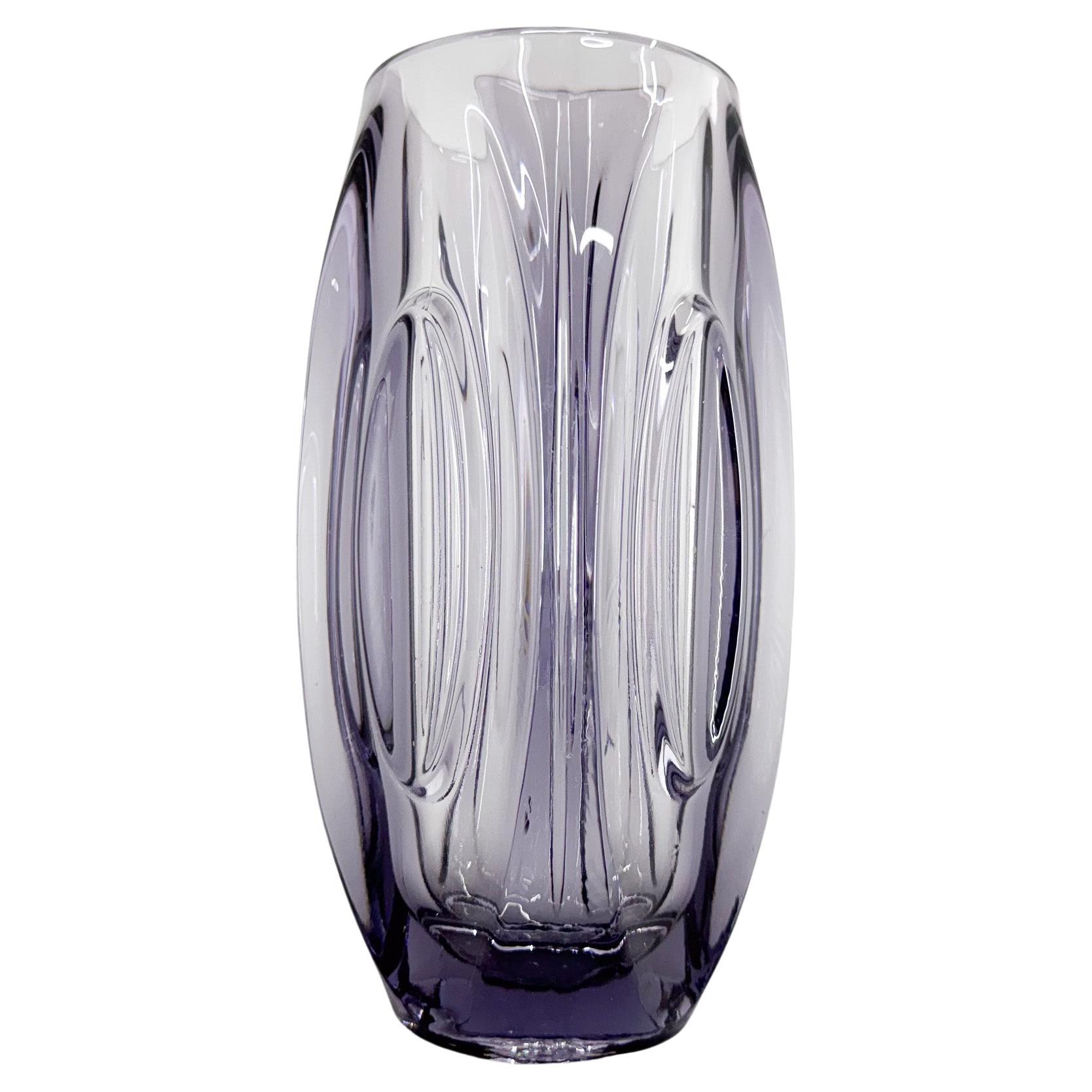 Glass Vase by Rudolf Schrotter for Sklo Union, 1950's For Sale