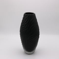 Ferro Italian Murano Art Glass Black Vase Italy 1990