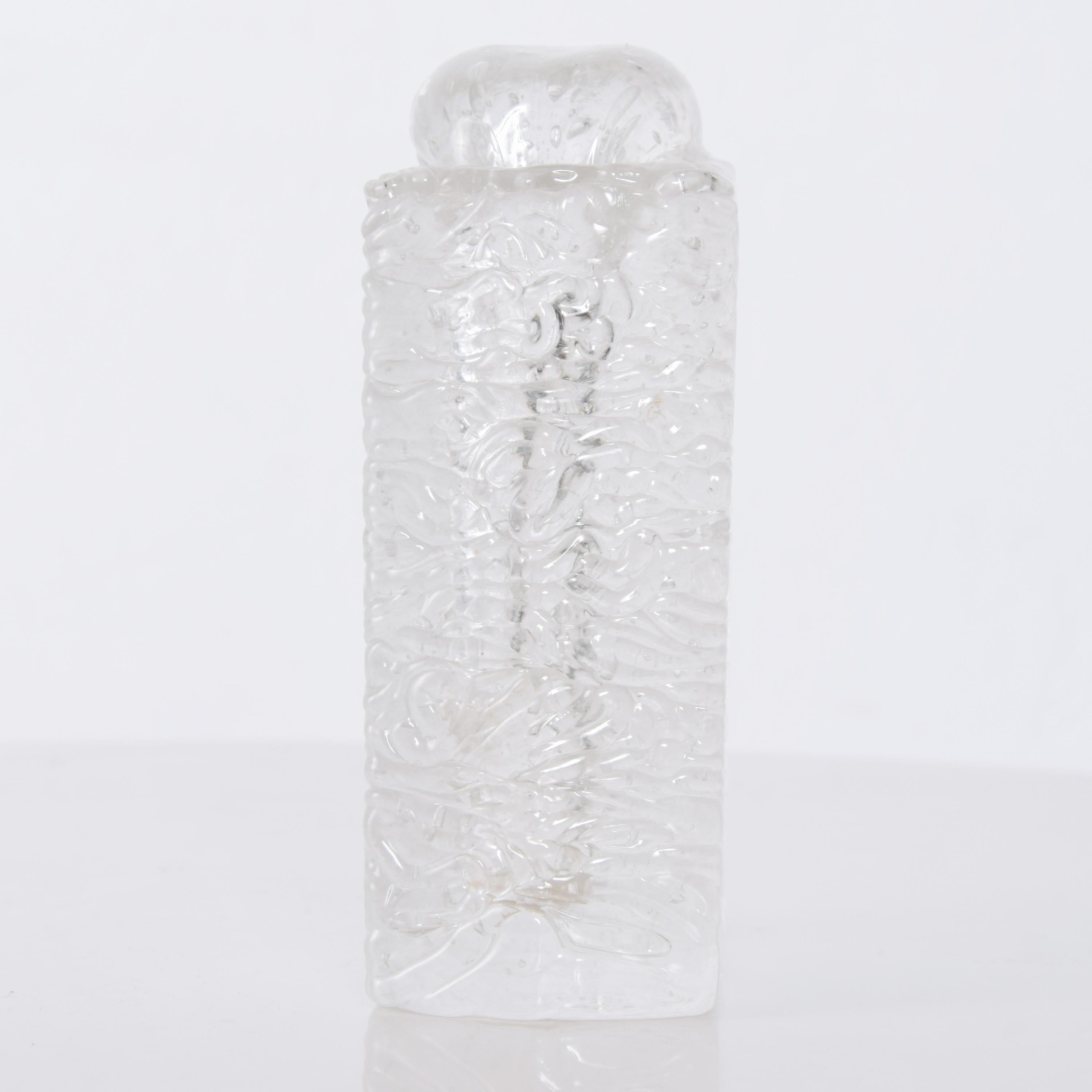 1980s Glass Vase Candleholder Brutalist Art Glass Style Timo Sarpaneva Finland For Sale 4