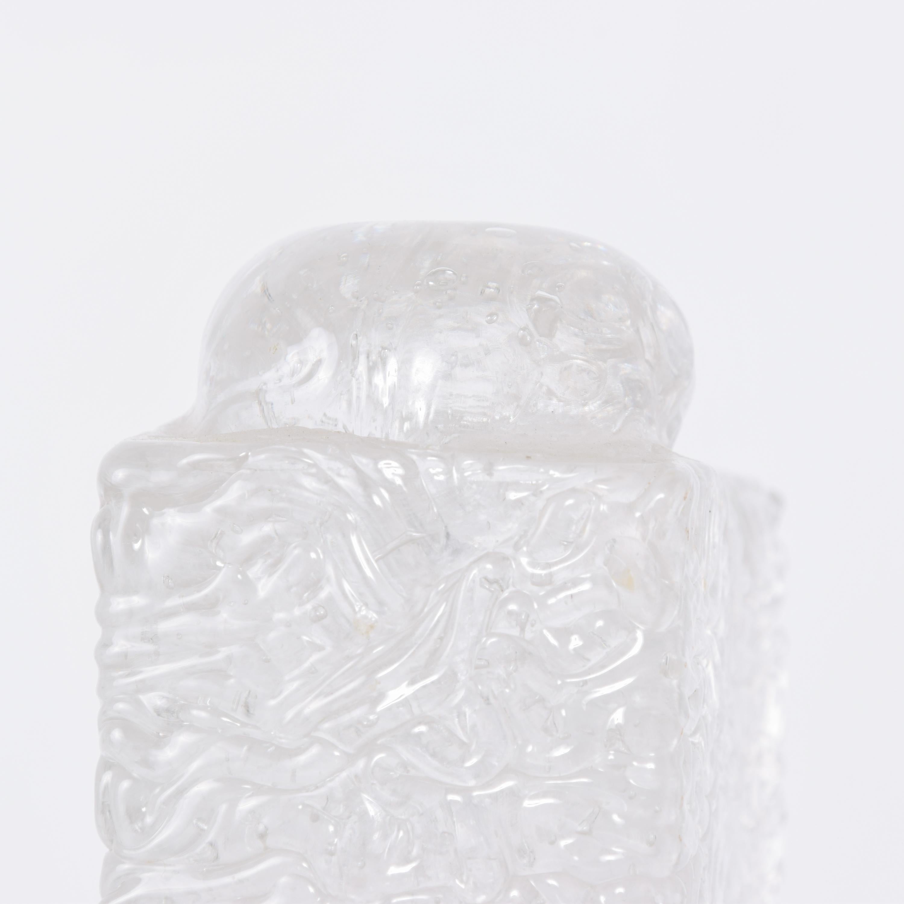 1980s Glass Vase Candleholder Brutalist Art Glass Style Timo Sarpaneva Finland For Sale 7