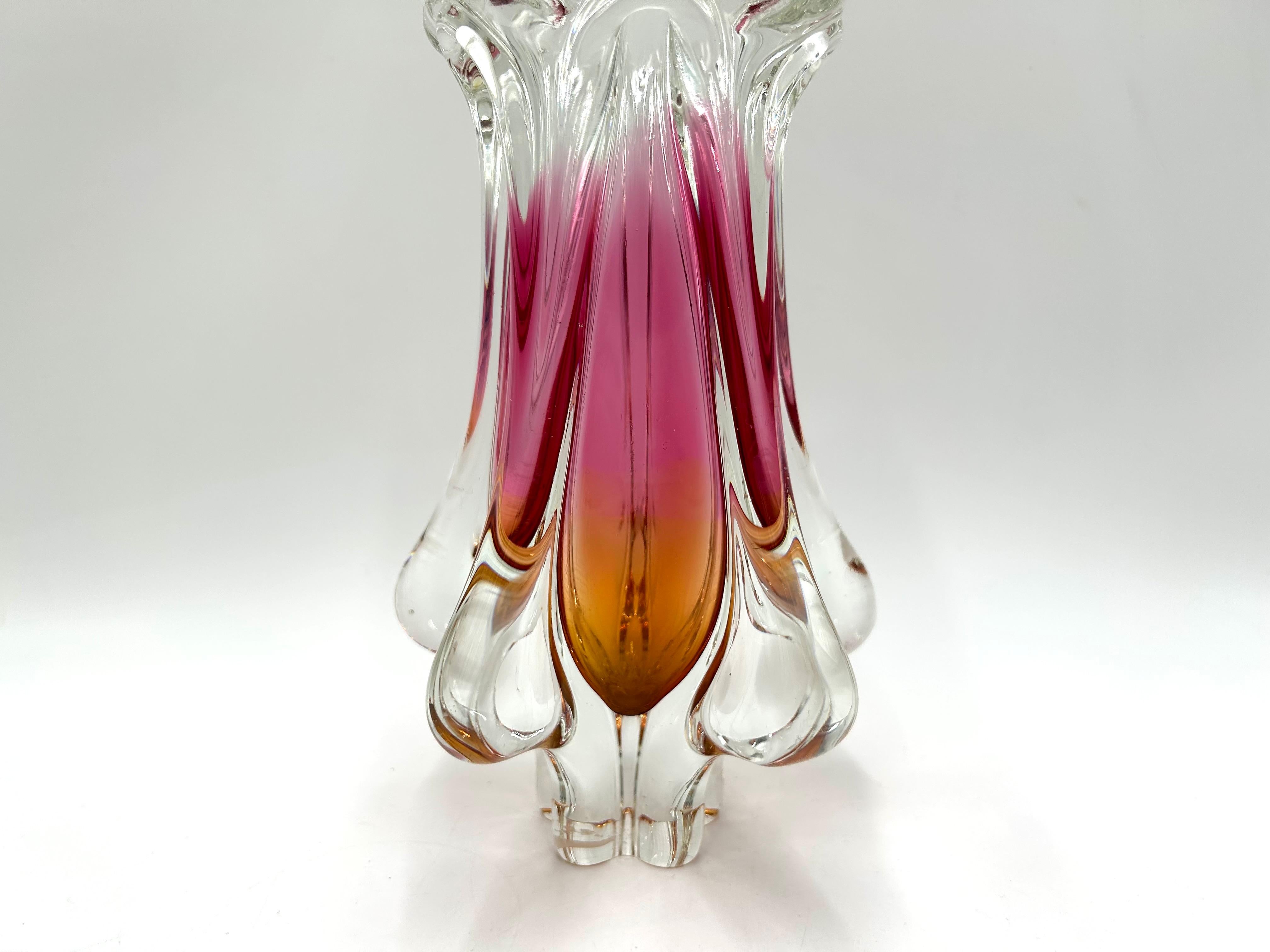 Mid-Century Modern Glass Vase, Chribska Sklarna, Czech Republic, 1960s