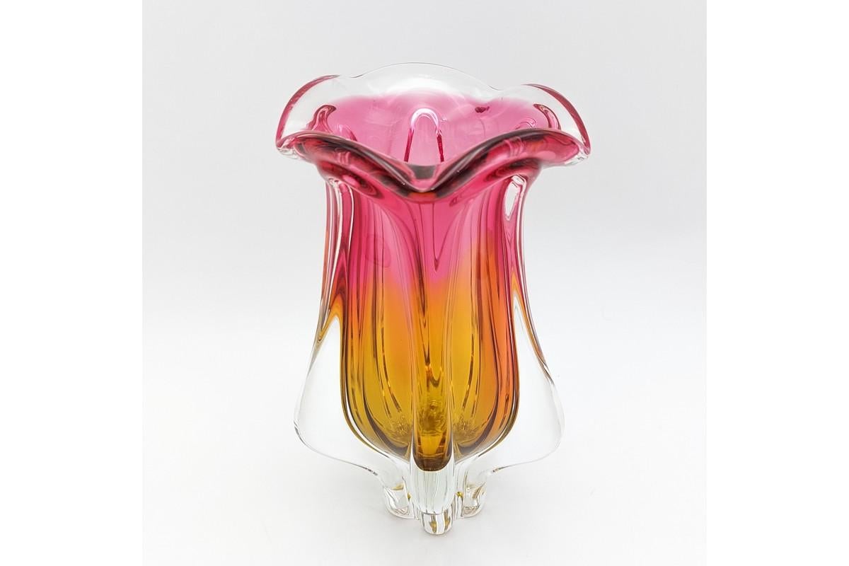 Mid-20th Century Glass Vase, Chribska Sklarna, Czech Republic, 1960s For Sale