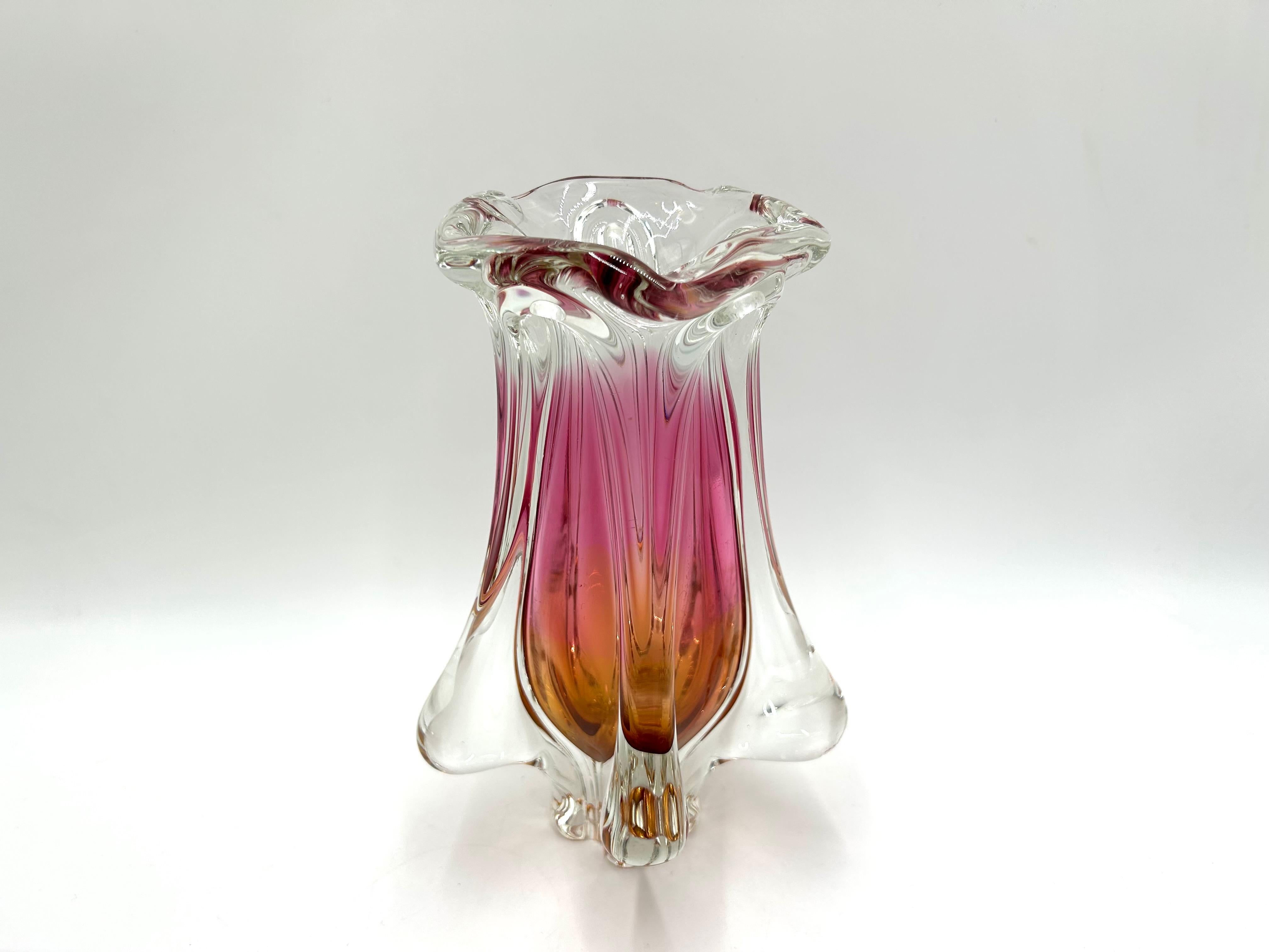 Mid-20th Century Glass Vase, Chribska Sklarna, Czech Republic, 1960s