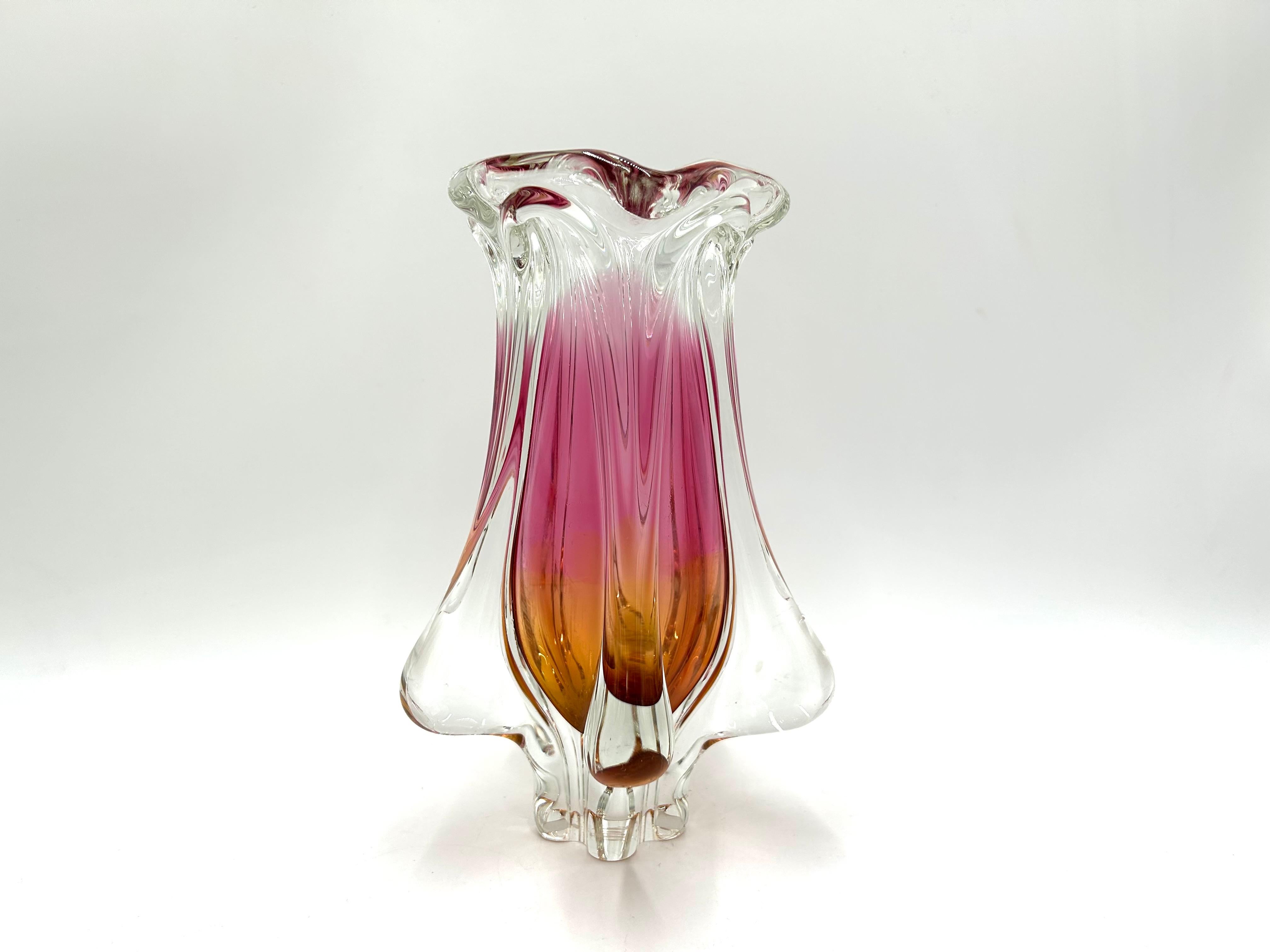 Art Glass Glass Vase, Chribska Sklarna, Czech Republic, 1960s