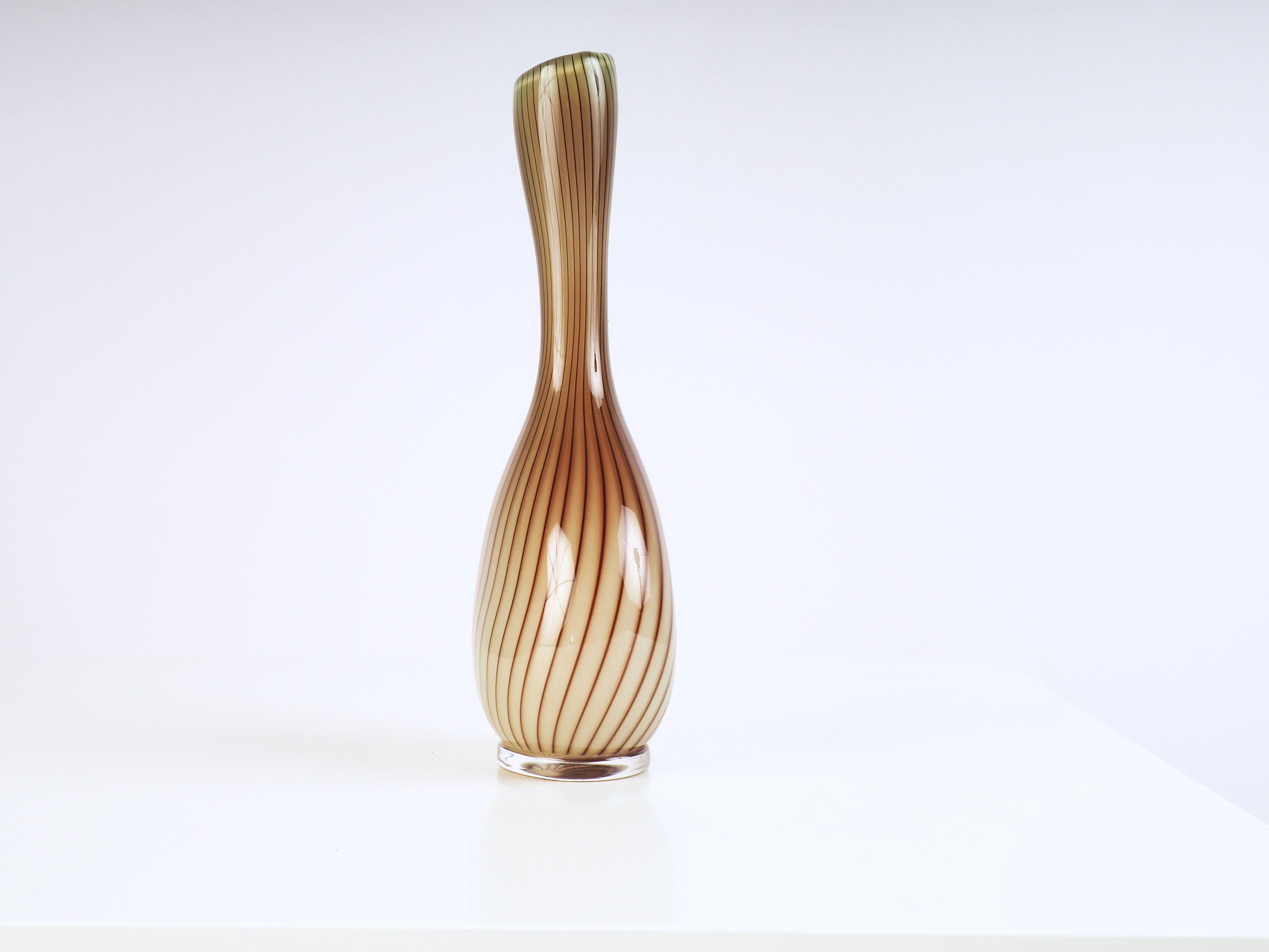 Scandinavian Modern Glass Vase Colora by Vicke Lindstrand for Kosta Glasbruk For Sale