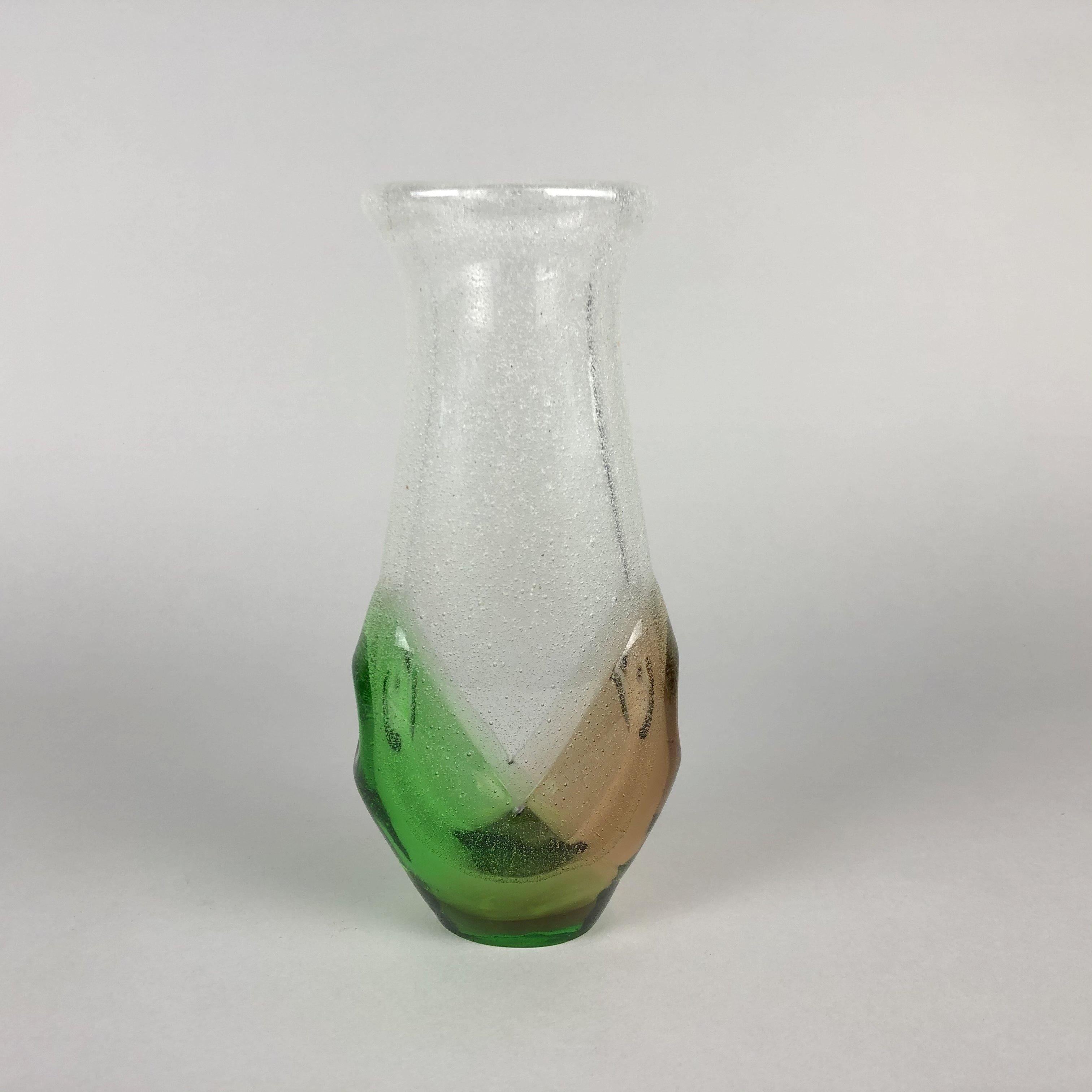 Art Glass Glass Vase Designed by Frantisek Spinar for Skrdlovice Glassworks, 1970s For Sale