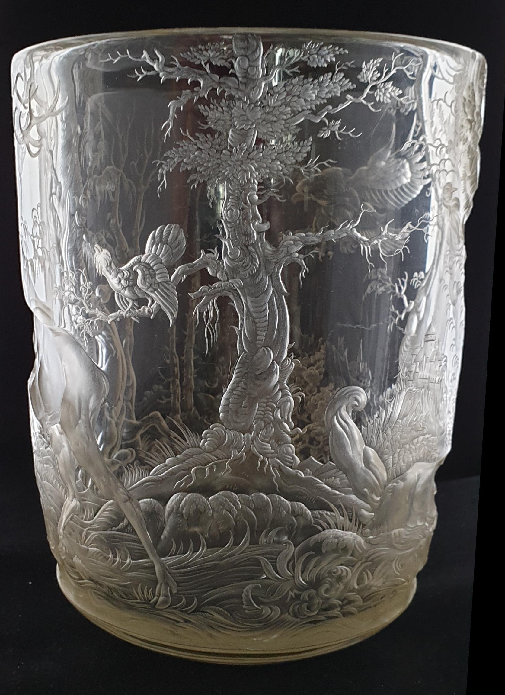 Art Deco Glass Vase Engraved by August Bischof, circa 1930