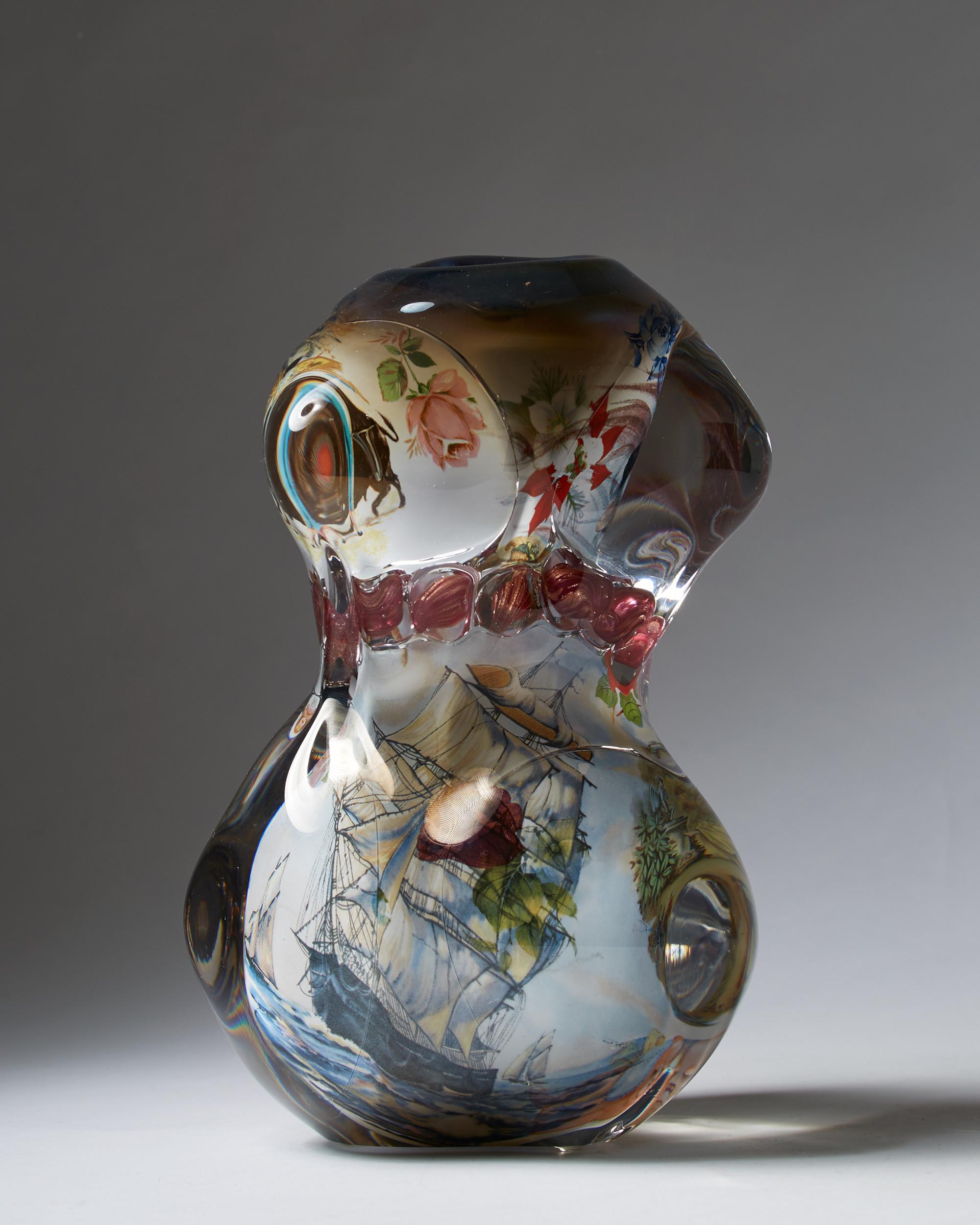 Modern Glass Vase 'Fabula' by Per B Sundberg for Orrefors, Sweden, 2003 For Sale