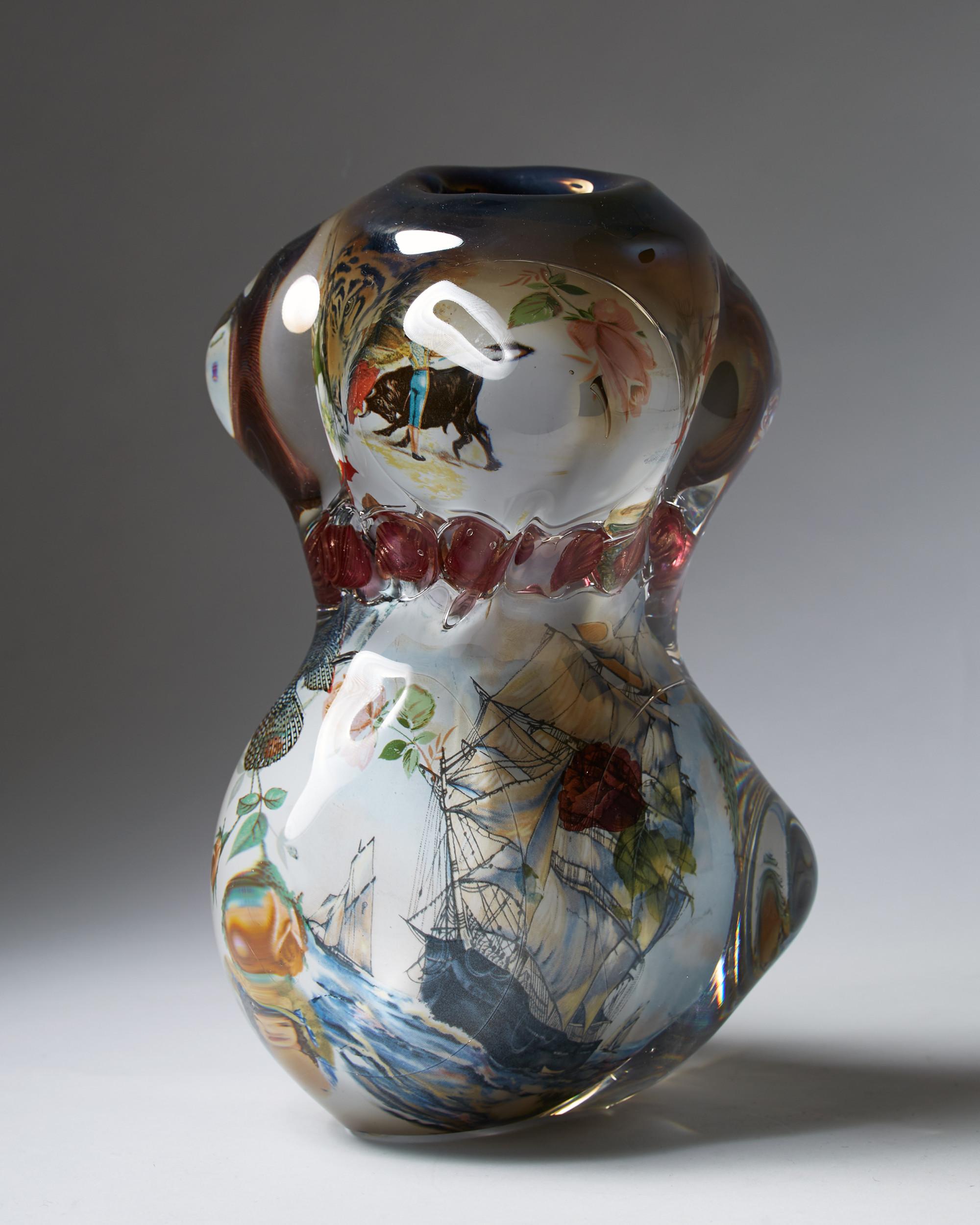 Swedish Glass Vase 'Fabula' by Per B Sundberg for Orrefors, Sweden, 2003 For Sale