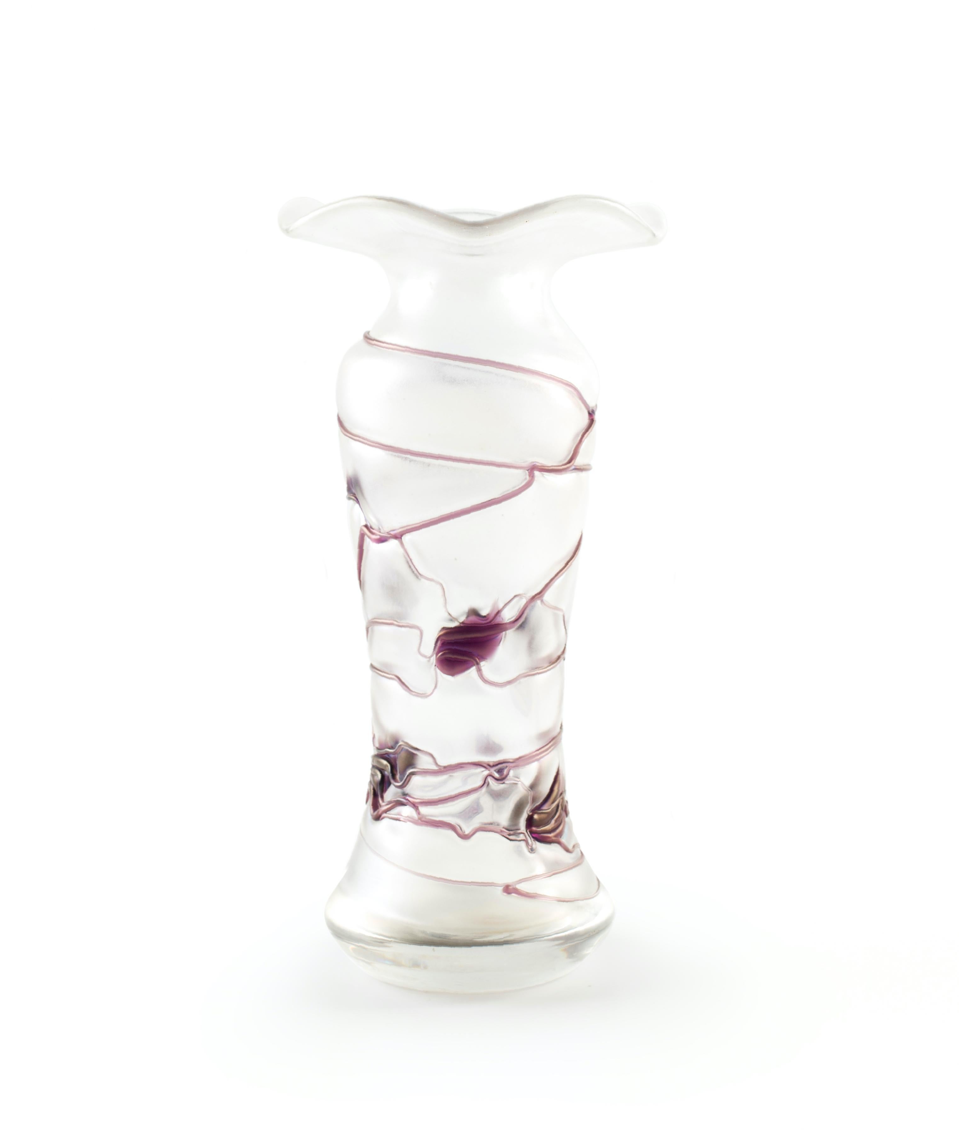 Stunning antique Poschinger Kristallie Art Nouveau satin glass bud vase