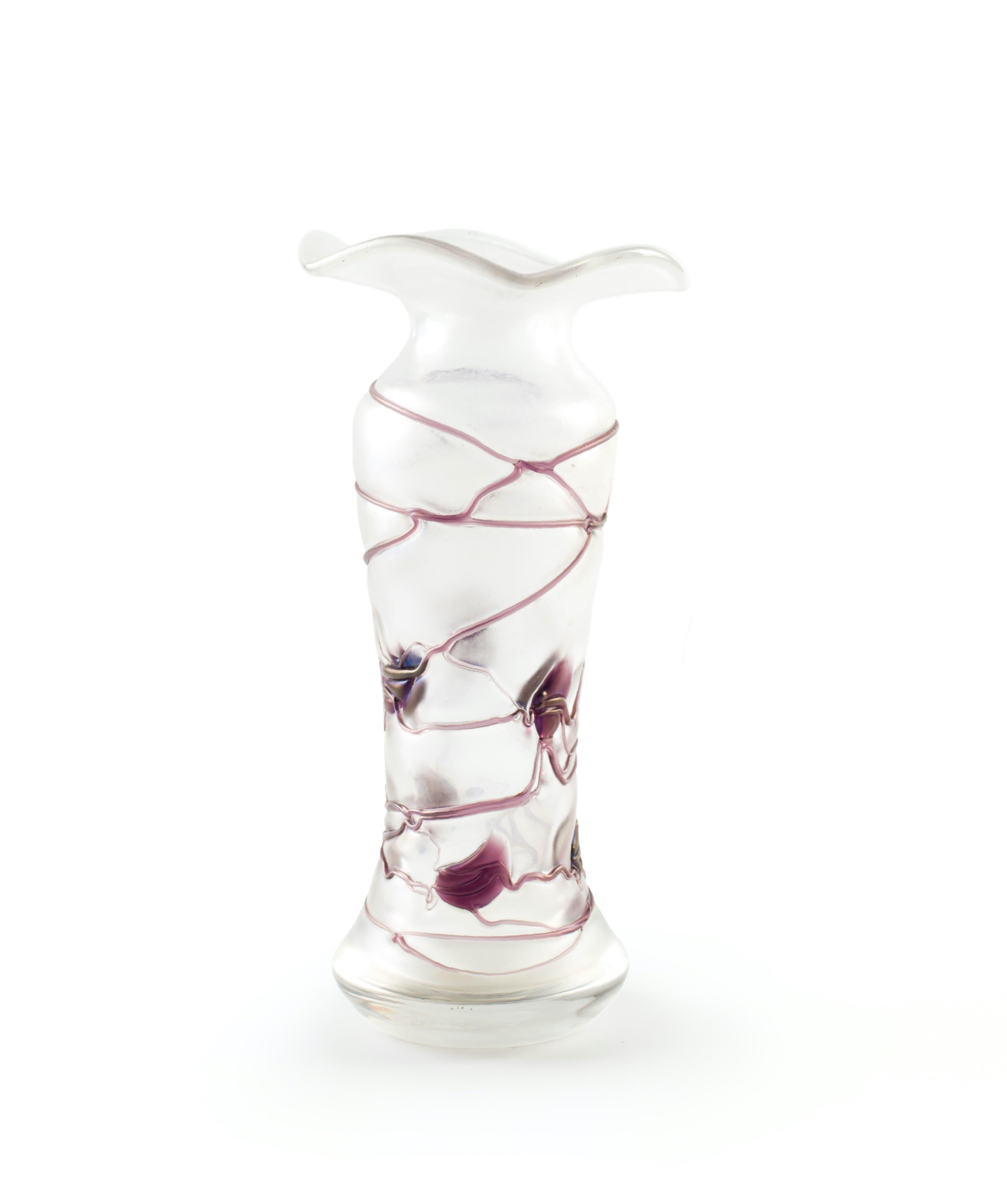 Stunning antique Poschinger Kristallie Art Nouveau satin glass bud vase