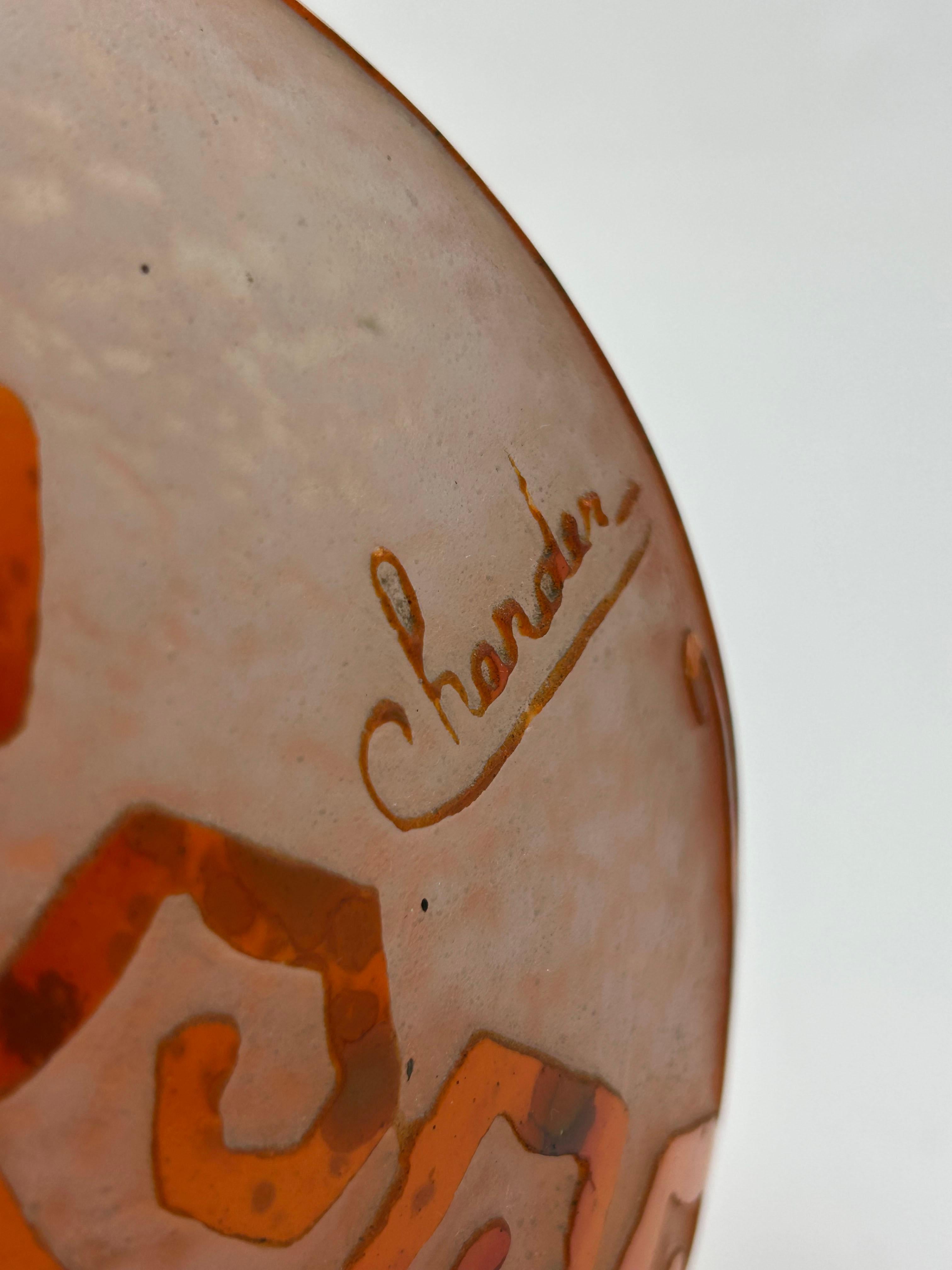 Glass vase Frances Charder Le Verre Francais In Good Condition For Sale In Autonomous City Buenos Aires, CABA