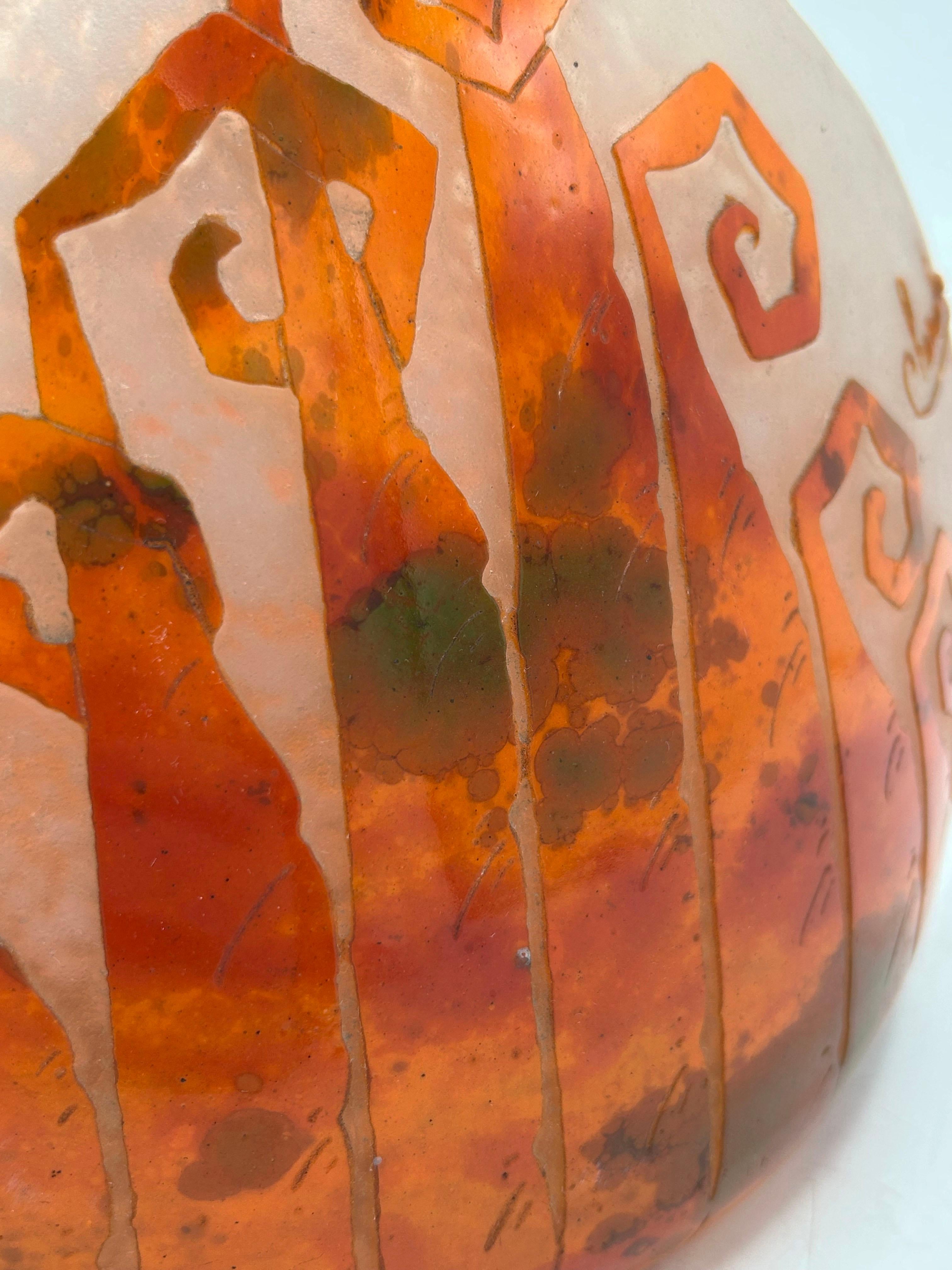 20th Century Glass vase Frances Charder Le Verre Francais For Sale
