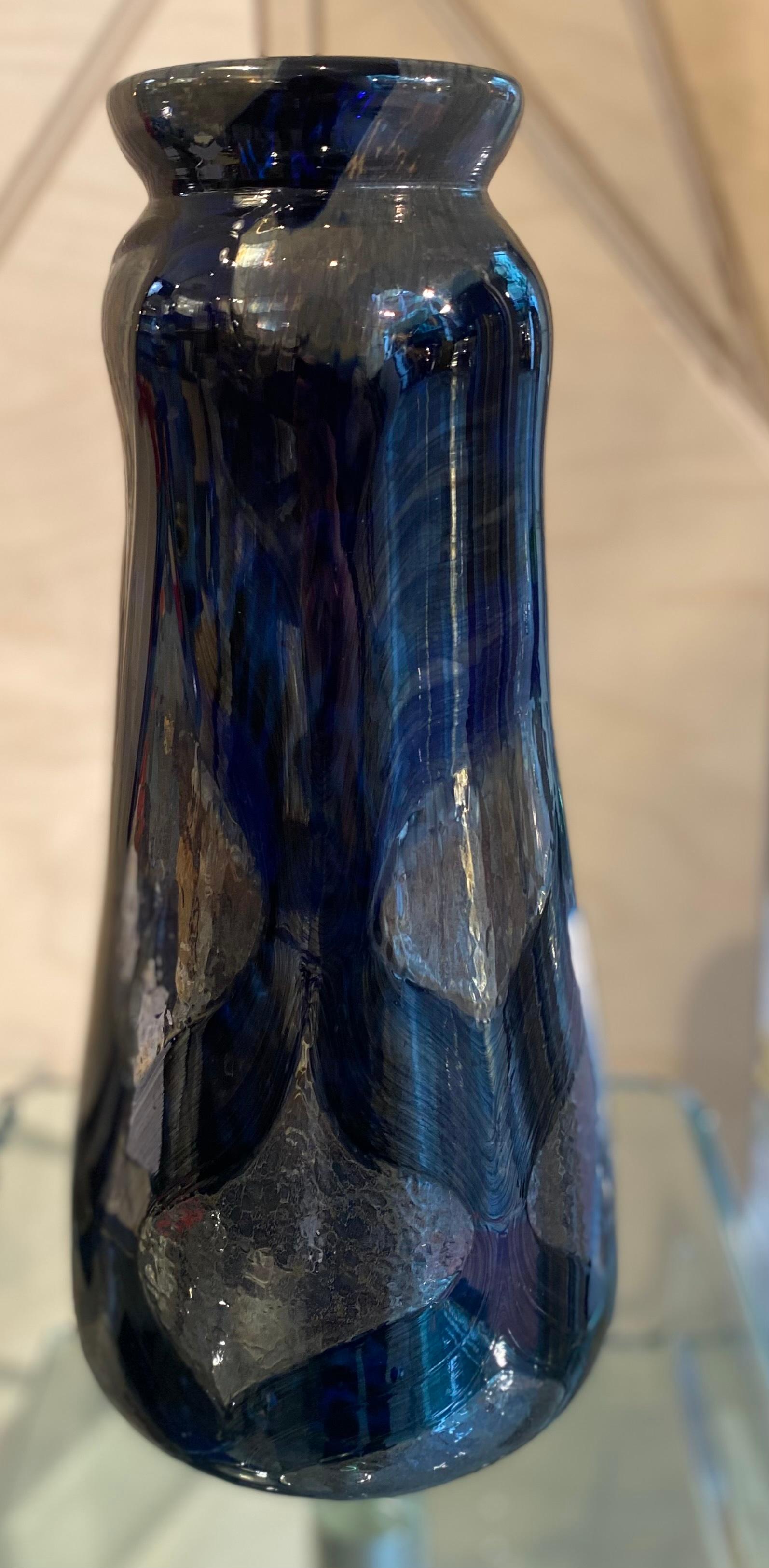 Glass vase from Biot 
Signed Novaro and dated on the bottom of the vase
1977
H 31 x ø 14 cm
Price : 1200€ for the vase.