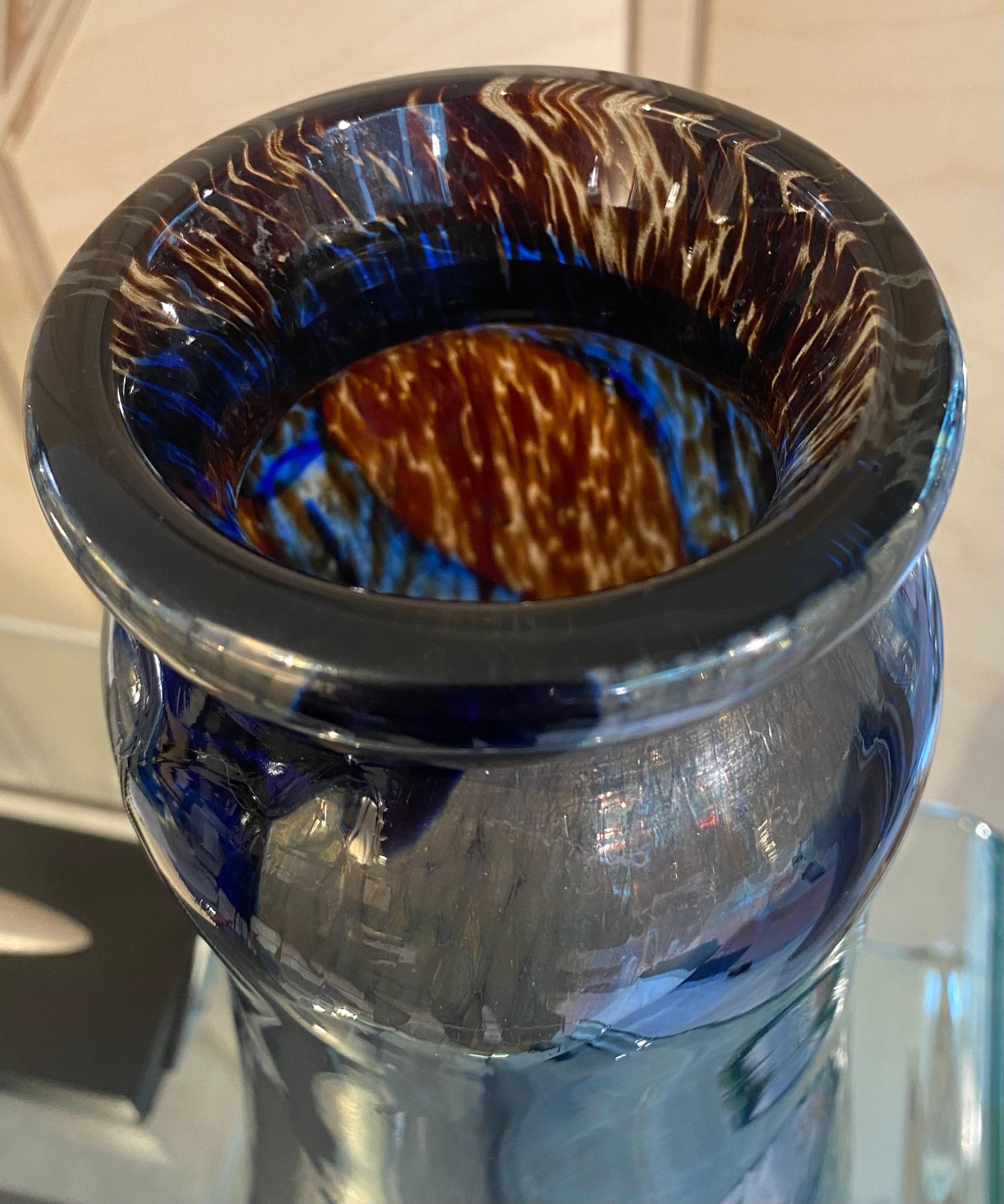 Glass Vase from Biot Signed Novaro and Dated on the Bottom of the Vase 1977 In Good Condition For Sale In Saint ouen, FR