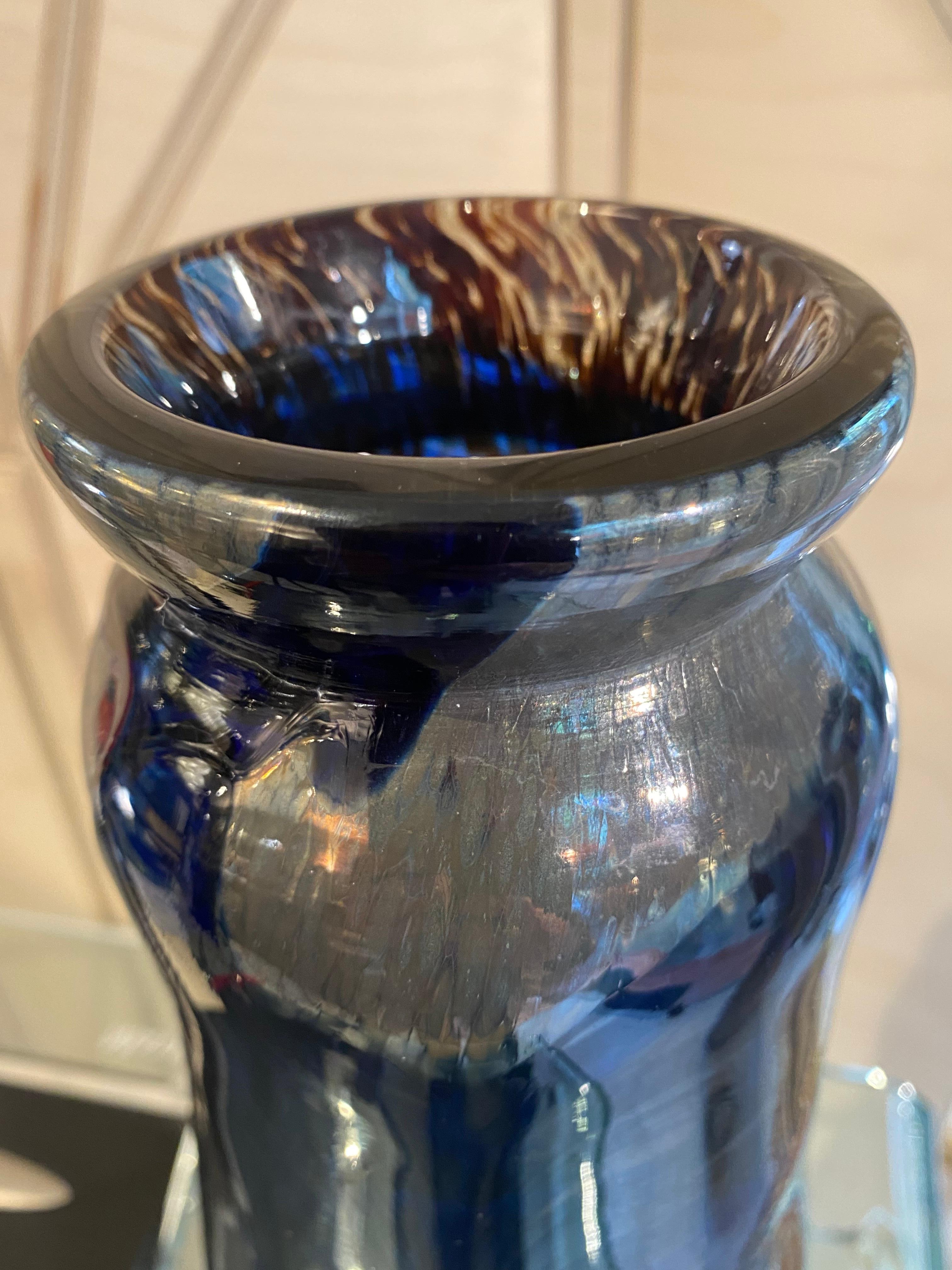 Late 20th Century Glass Vase from Biot Signed Novaro and Dated on the Bottom of the Vase 1977 For Sale
