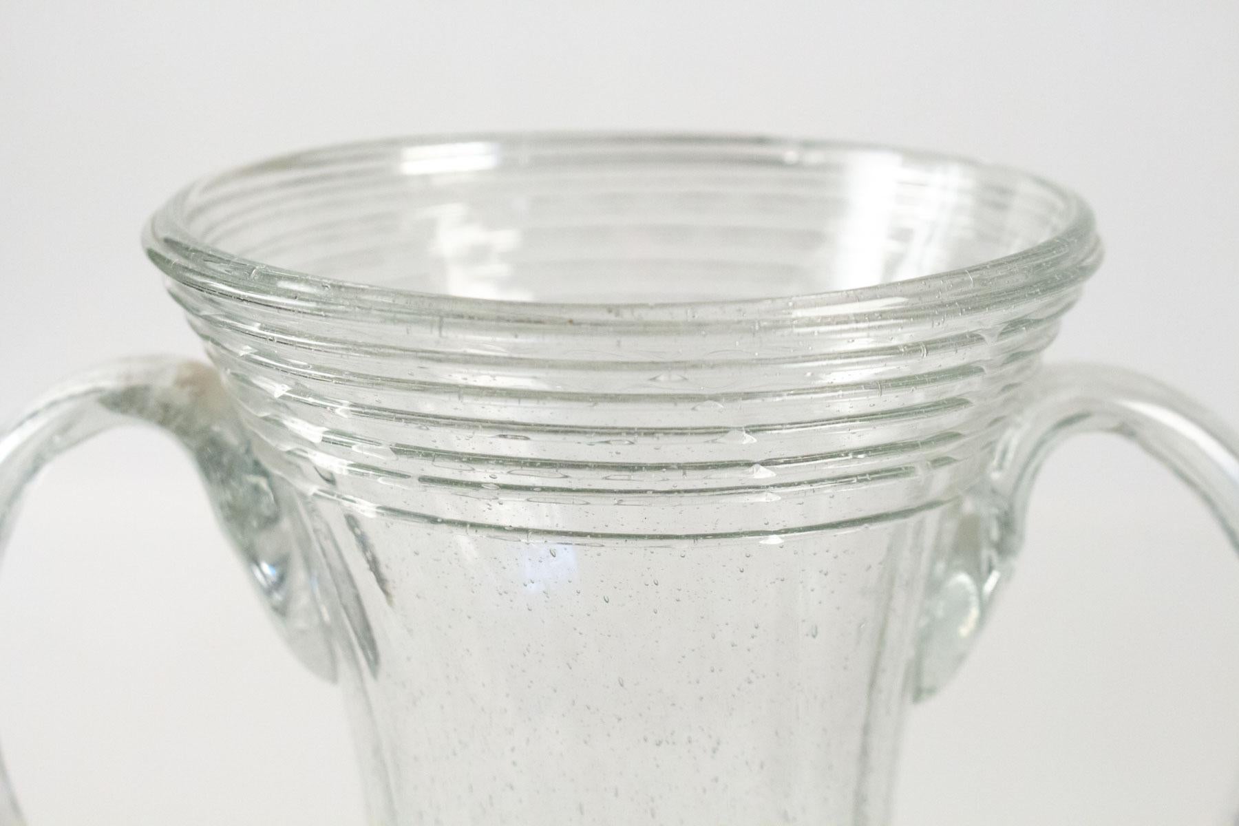 French Glass Vase From Normandy, Rouen, France, 19th Century, Old Dishes
