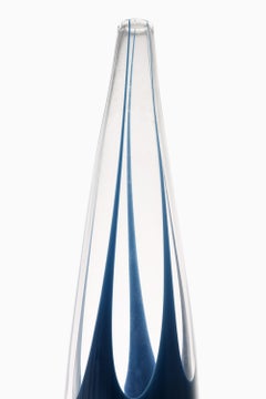 Vase aus Glasglas in Blau von Vicke Lindstrand, 1960er Jahre