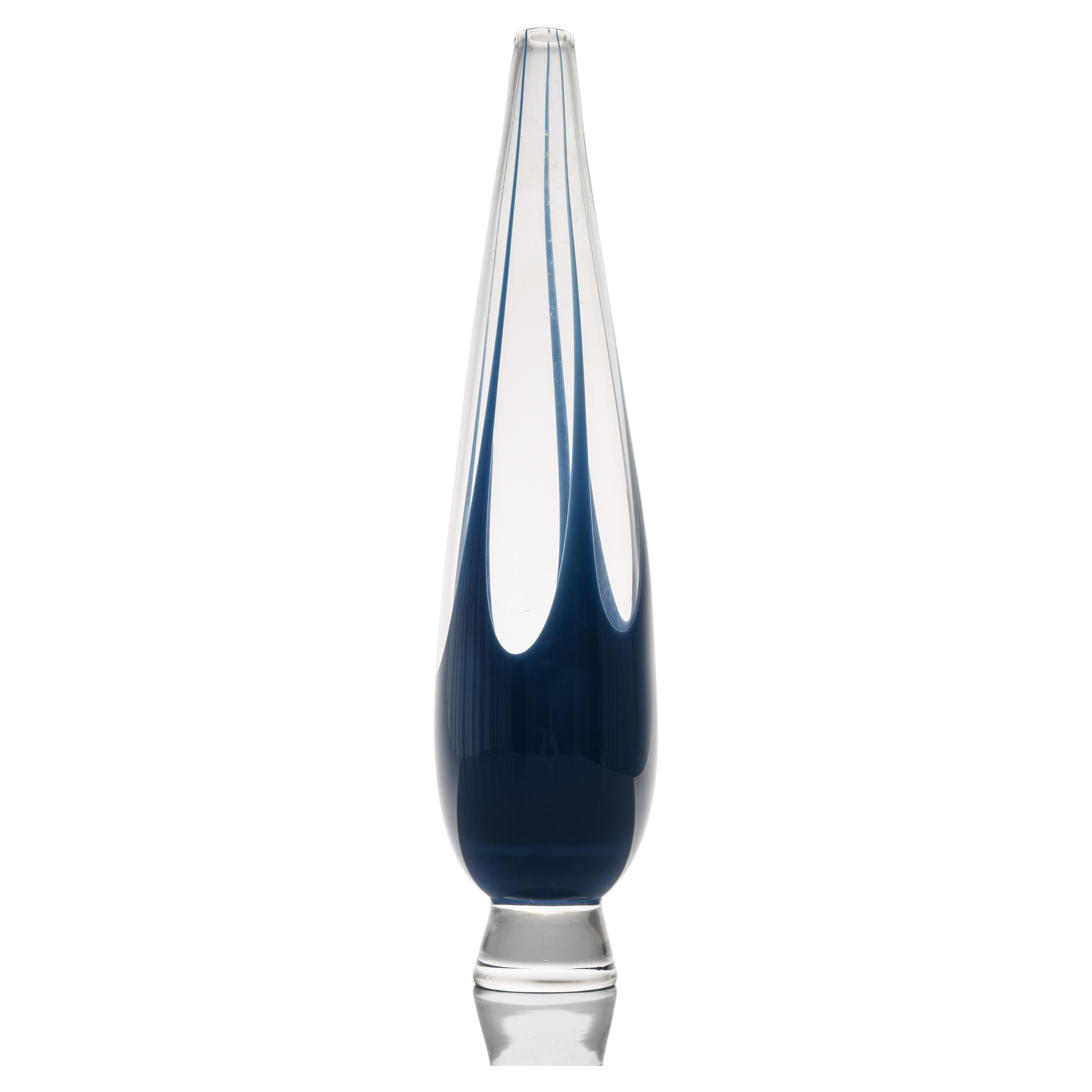 Glass Vase in Blue by Vicke Lindstrand, 1960's