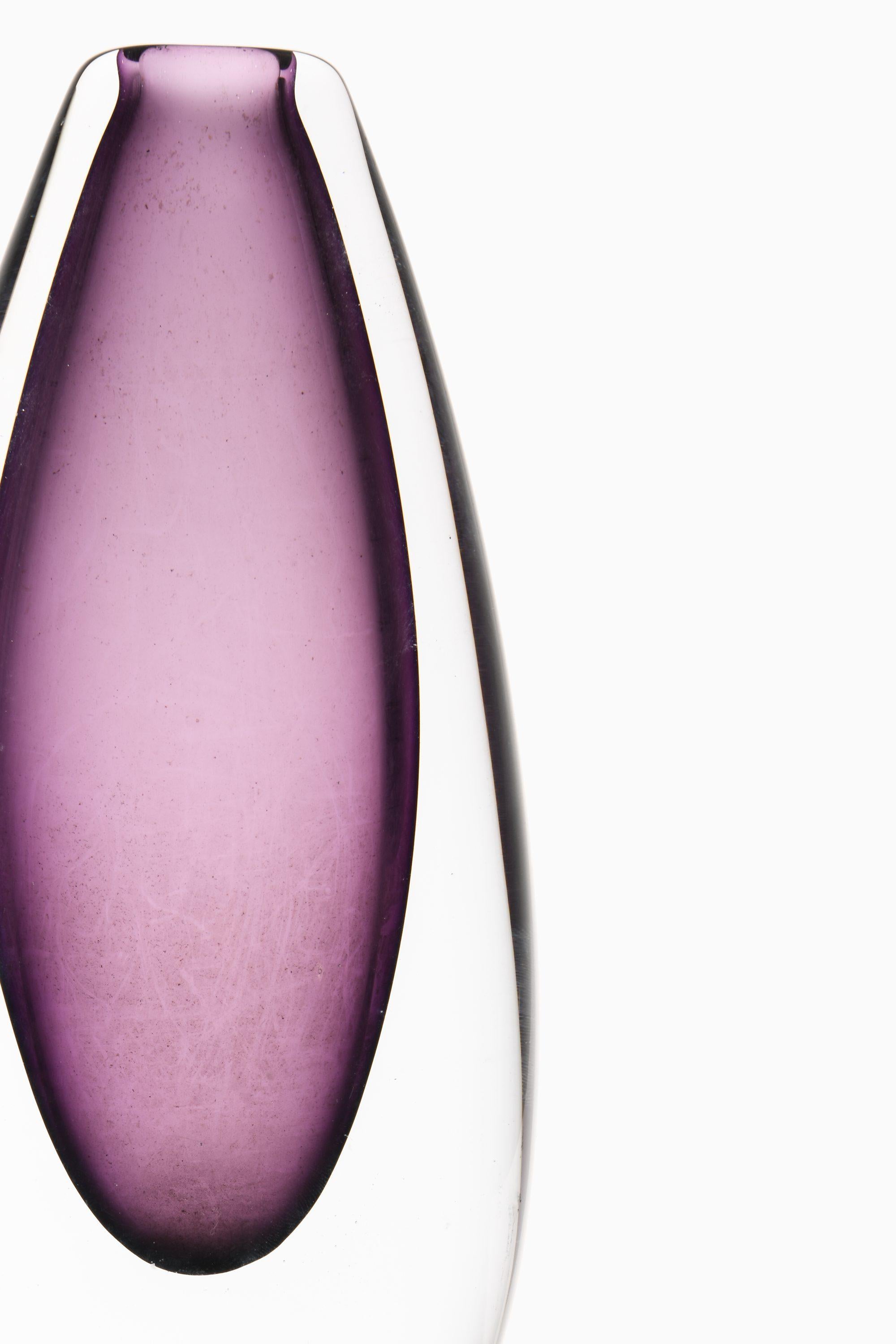 Scandinavian Modern Glass Vase in Purple, 1950's For Sale