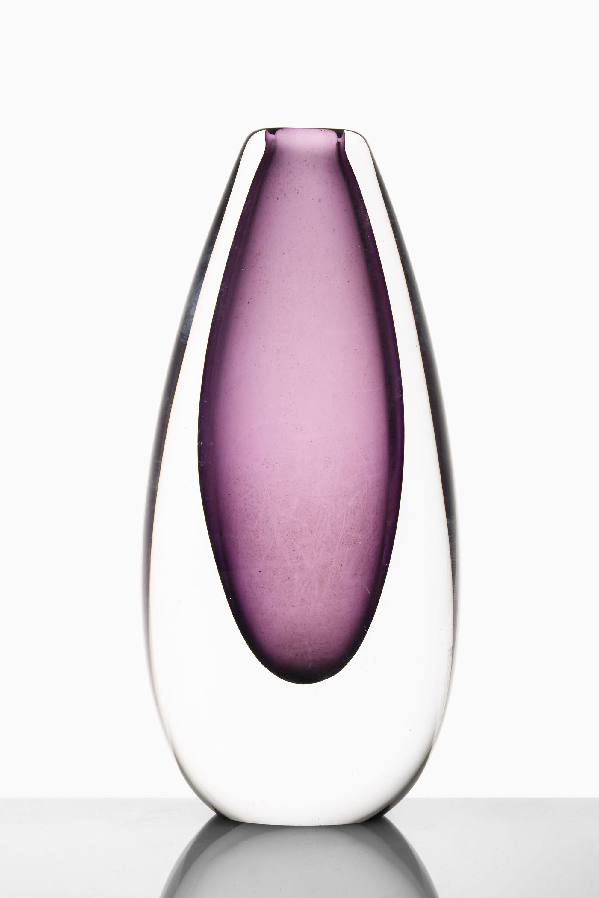Swedish Glass Vase in Purple, 1950's For Sale