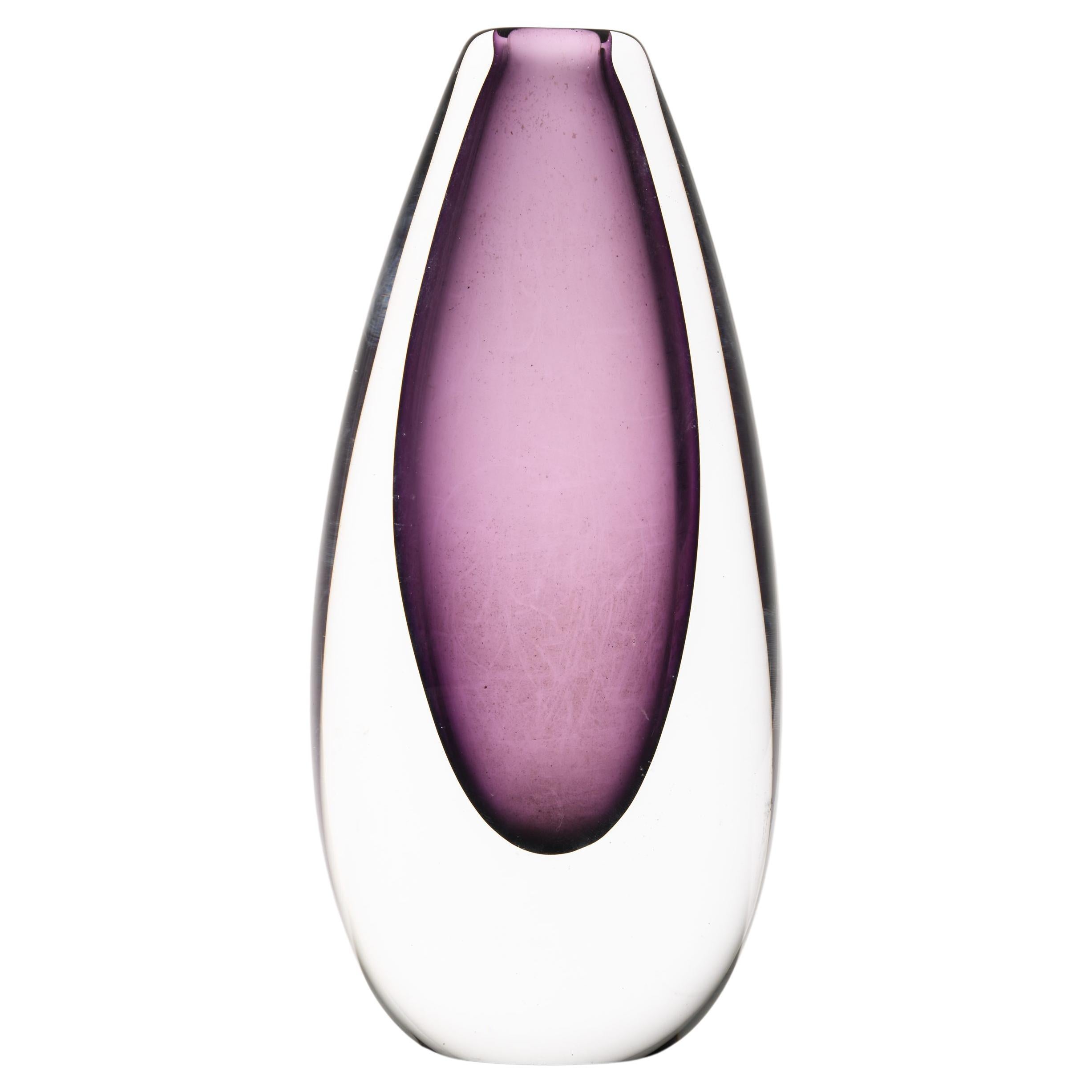 Glass Vase in Purple, 1950's For Sale