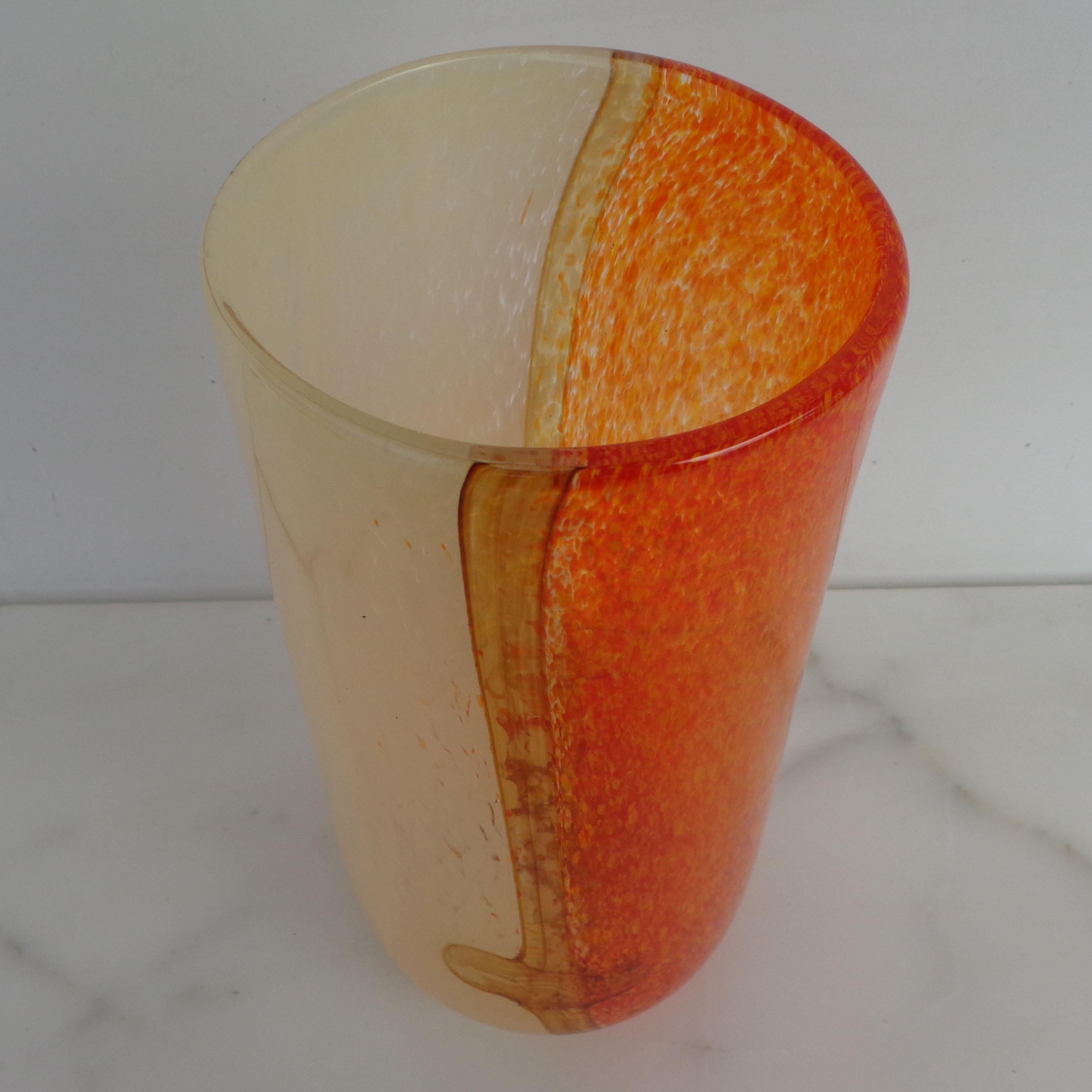 Art Glass Glass Vase in the Style of Zuccheri, Venini Murano 'Italy' For Sale