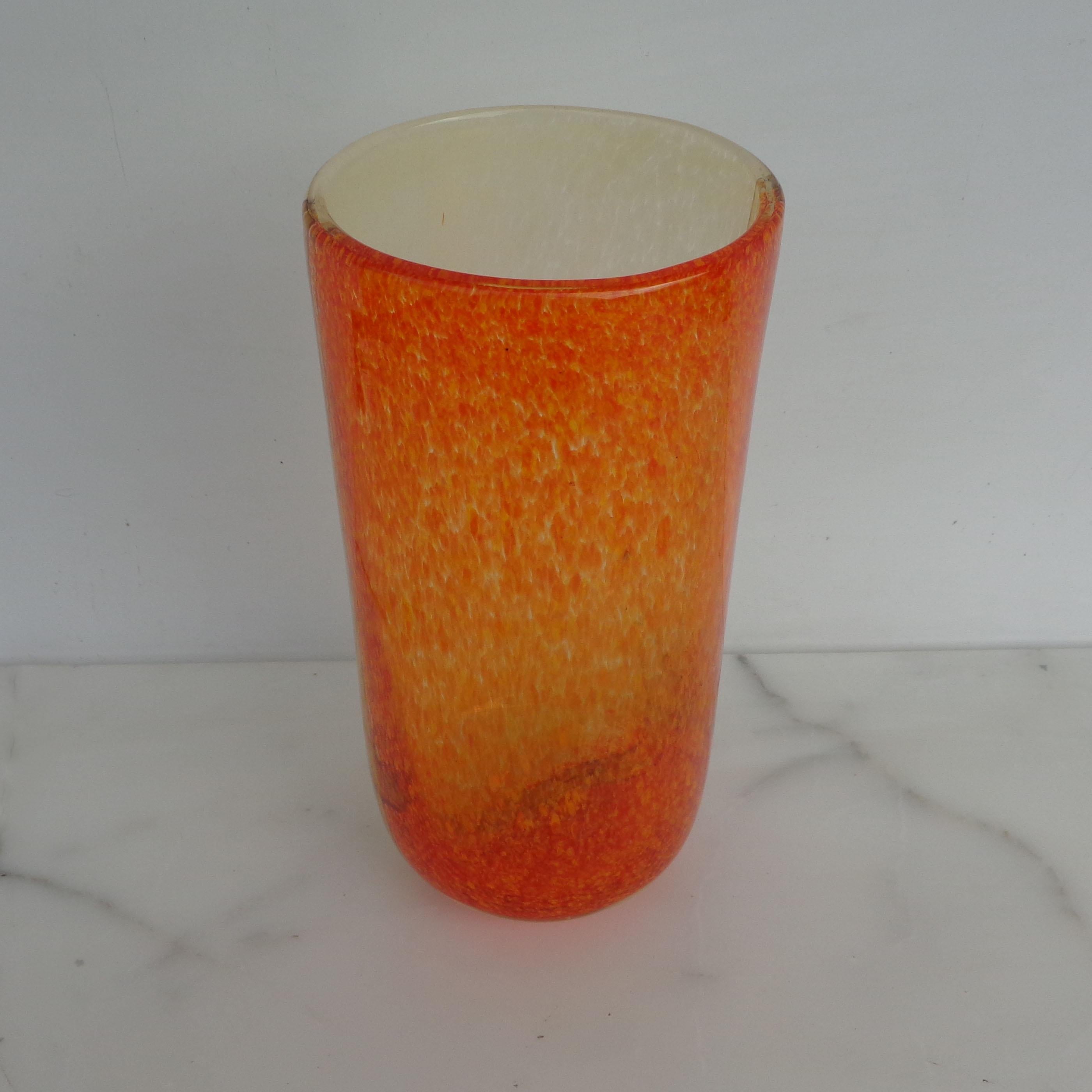 Glass Vase in the Style of Zuccheri, Venini Murano 'Italy' For Sale 1