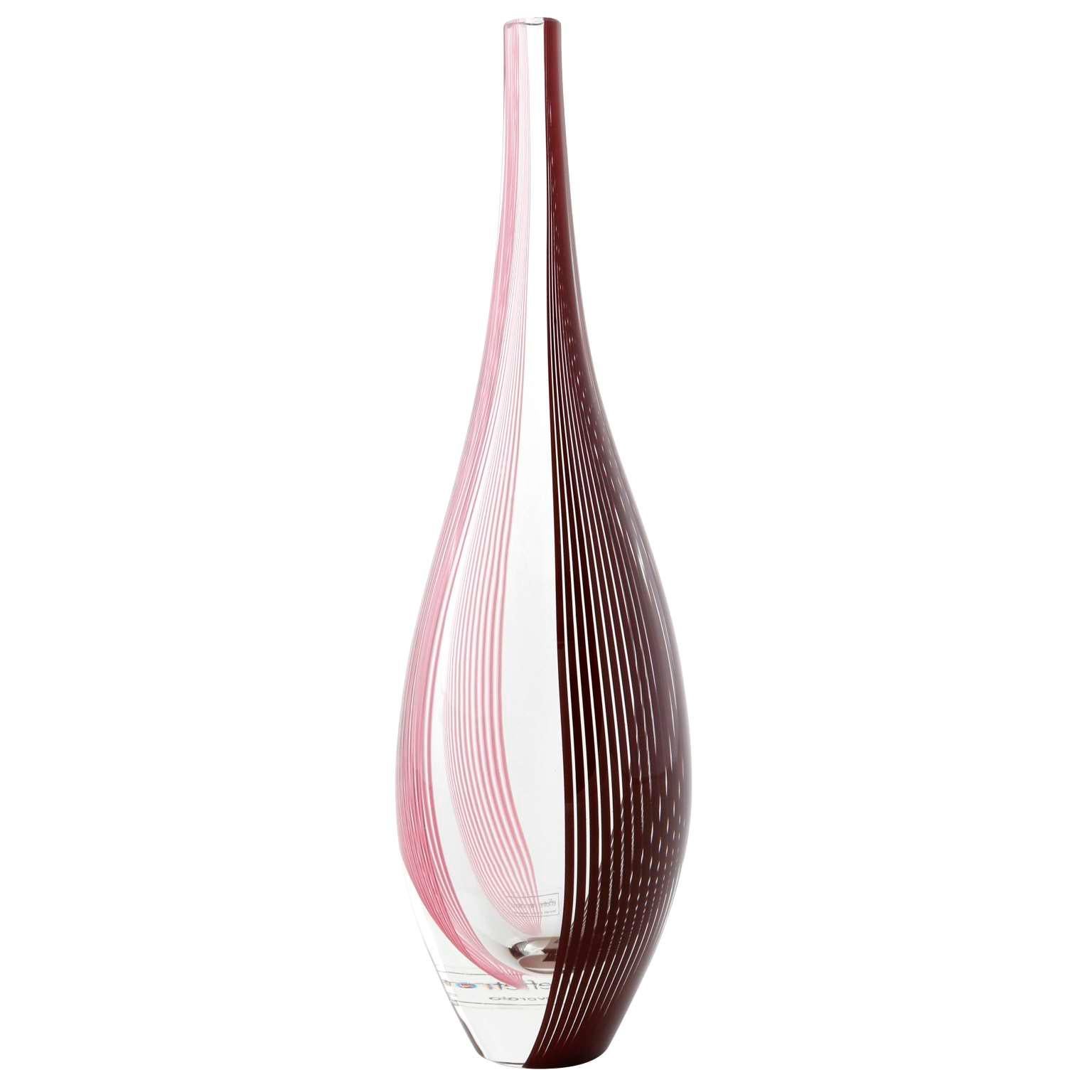 Modern Glass Vase Lino Tagliapietra for Effetre International, Purple Pink, Italy, 1986