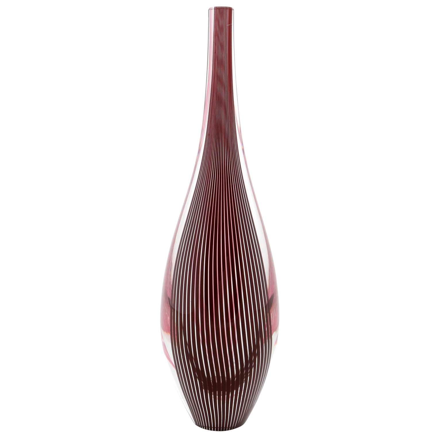 Italian Glass Vase Lino Tagliapietra for Effetre International, Purple Pink, Italy, 1986